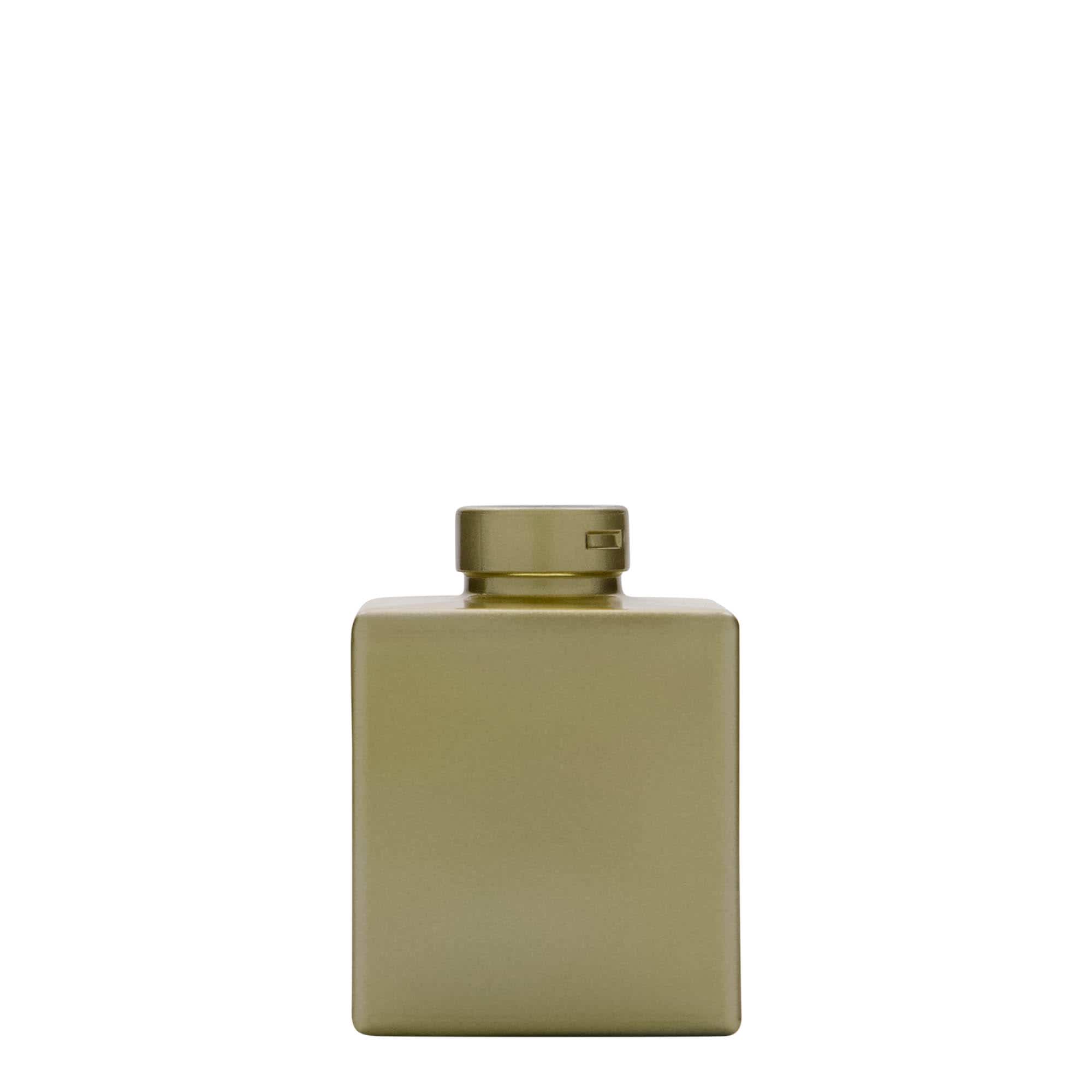 100 ml Garrafa de vidro 'Cube', quadrada, dourado, boca: Cortiça 100 ml Garrafa de vidro 'Cube', quadrada, dourado, boca: Cortiça