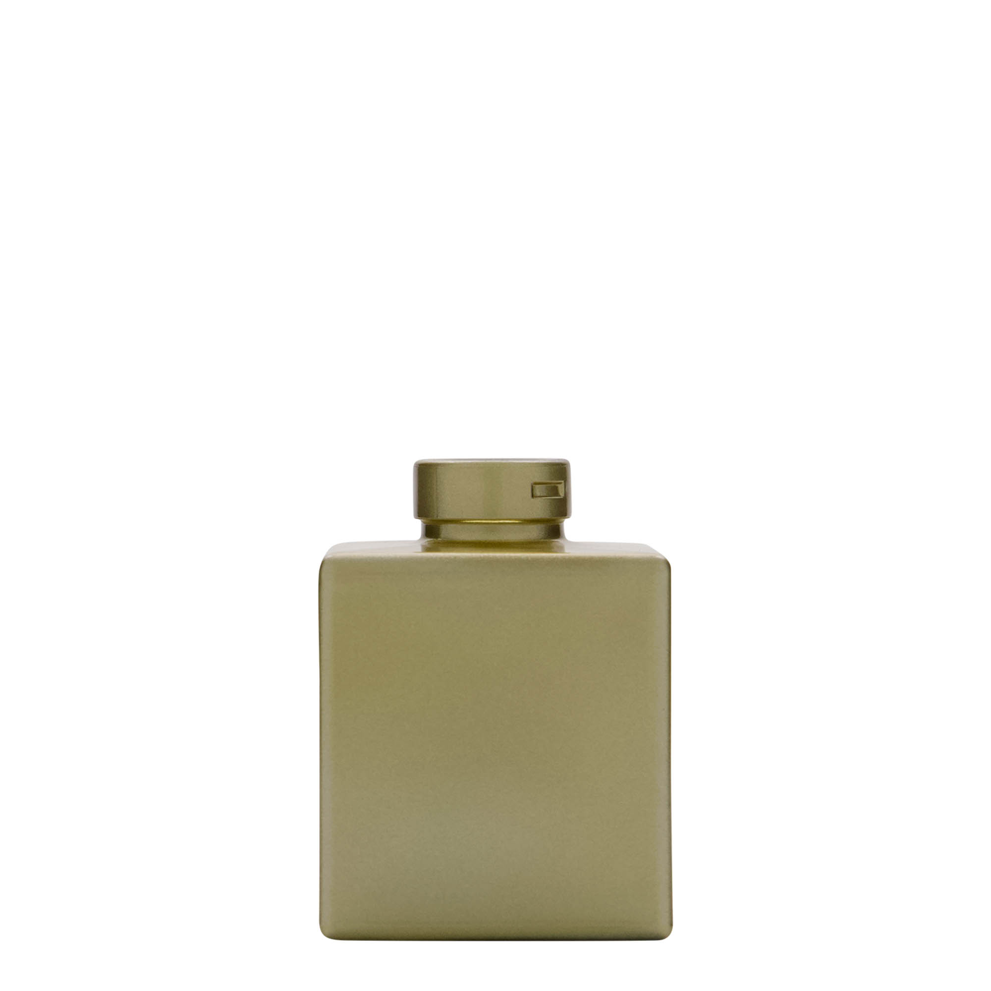 Frasco de vidro de 100 ml 'Cube', quadrado, dourado, boca: cortiça Frasco de vidro de 100 ml 'Cube', quadrado, dourado, boca: cortiça
