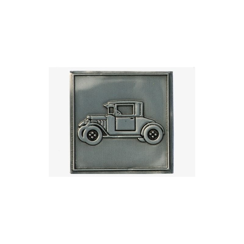 Etiqueta de estanho 'Oldtimer', quadrada, metal, prateada