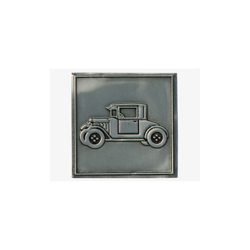 Etiqueta de estanho 'Oldtimer', quadrada, metal, prateada