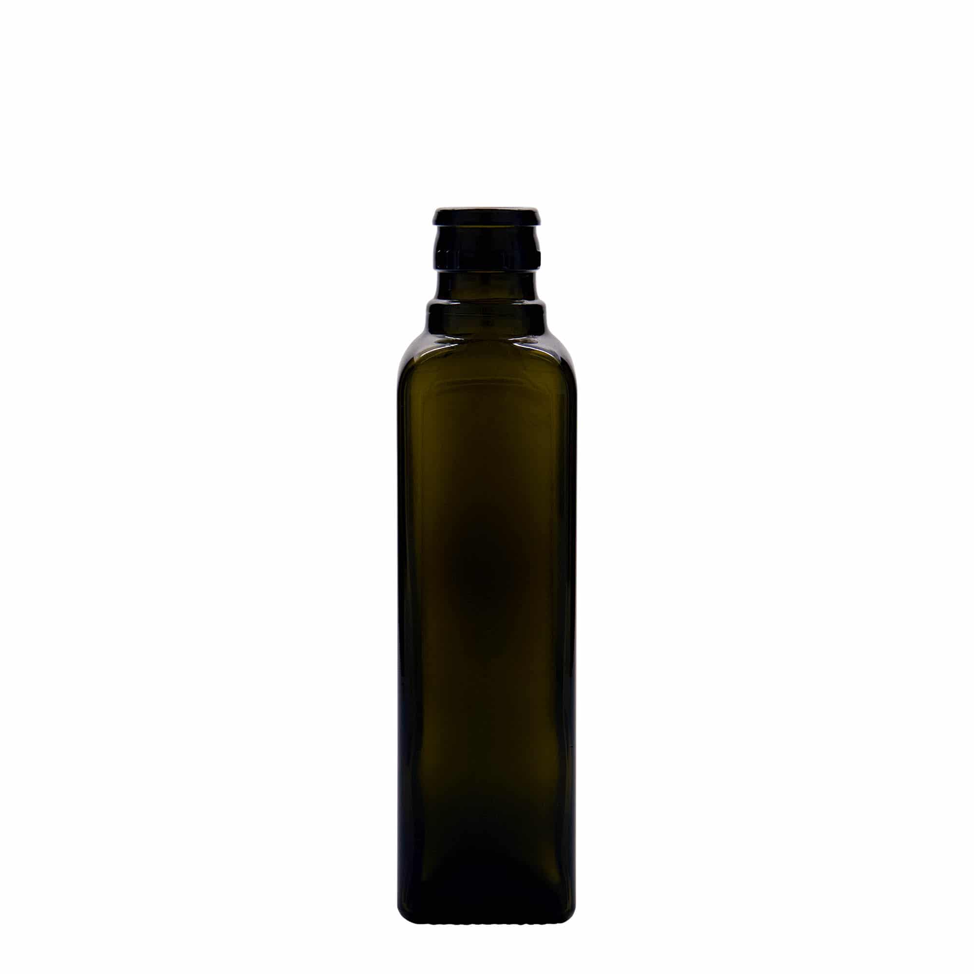 250 ml Garrafa para azeite e vinagre 'Quadra', vidro, quadrada, verde antigo, boca: DOP 250 ml Garrafa para azeite e vinagre 'Quadra', vidro, quadrada, verde antigo, boca: DOP