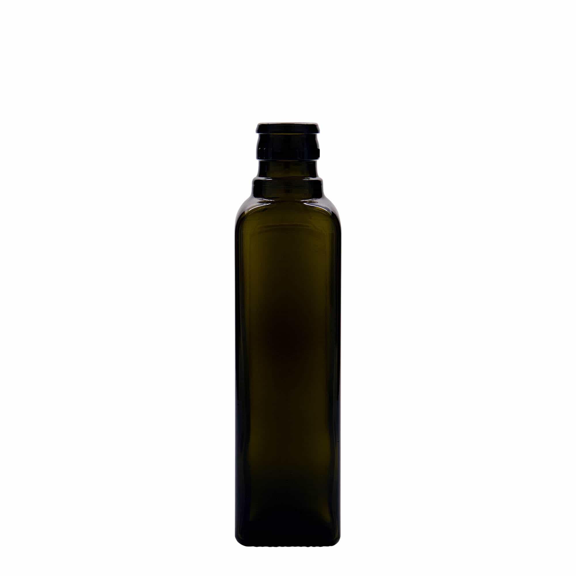 Frasco de vinagre/óleo 'Quadra' 250 ml, vidro, quadrado, verde antigo, bocal: DOP