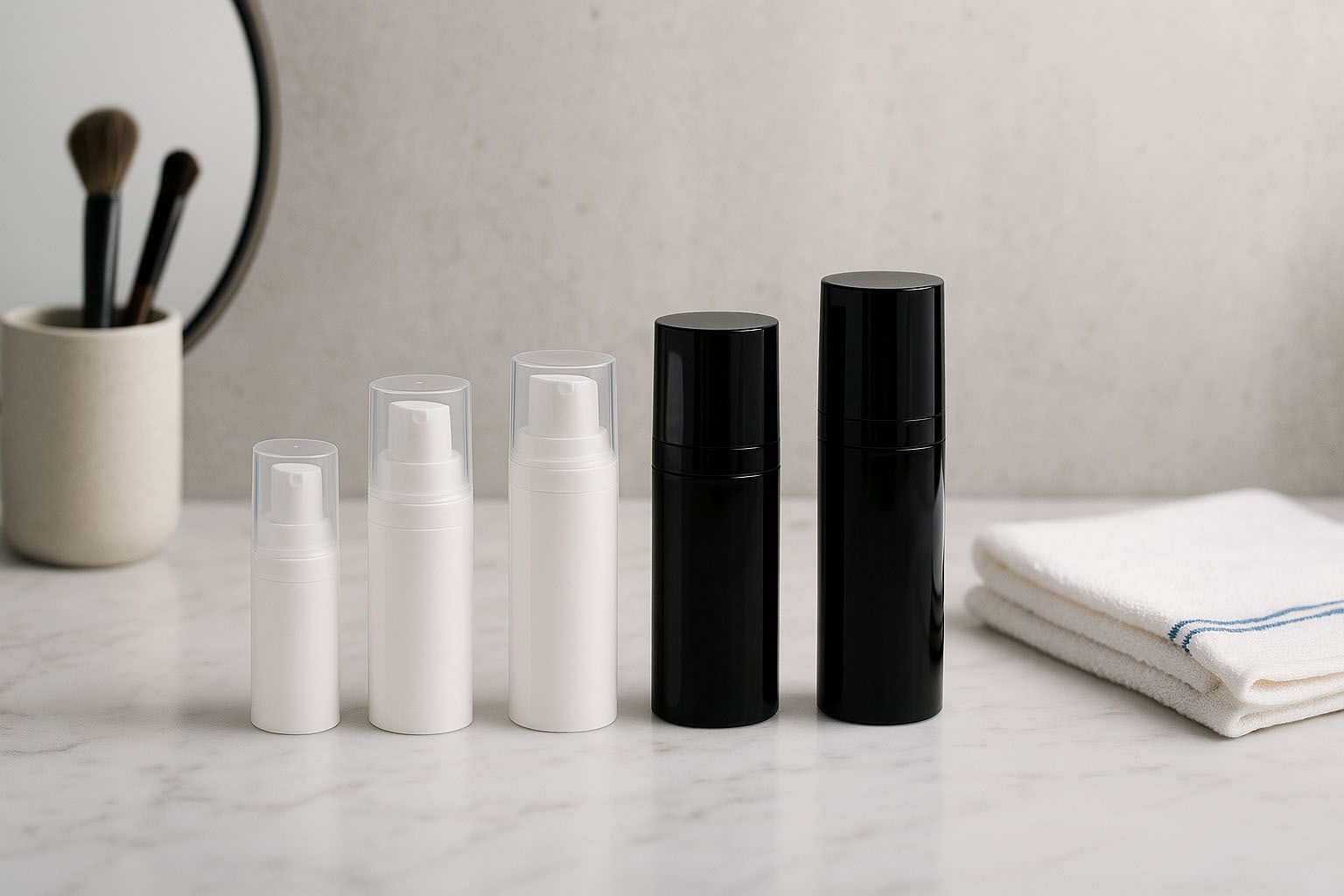 Cabeça Airless Micro Goldrand + branca, tampa de encaixe brilhante