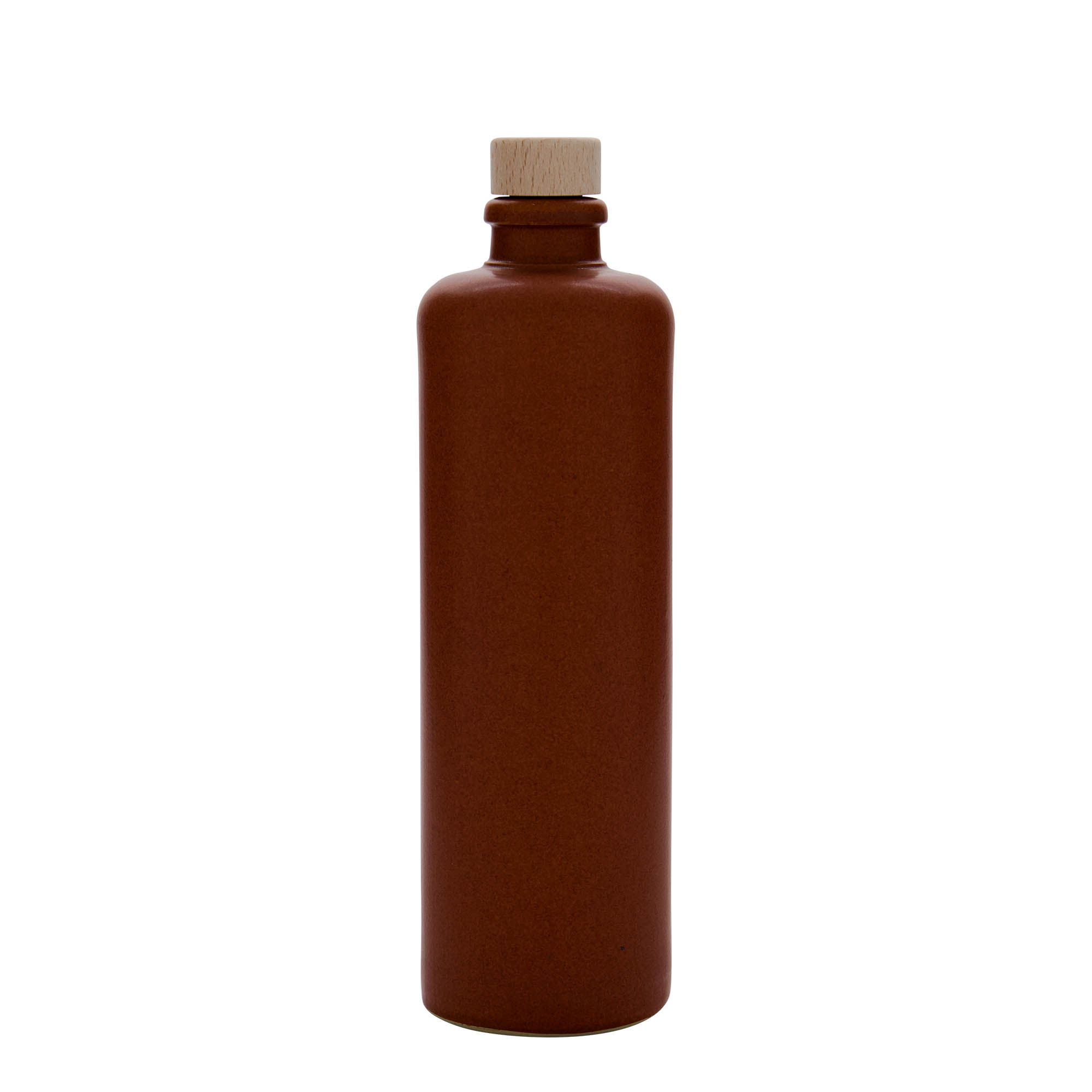 Jarro de barro 500 ml, grés, castanho-avermelhado, boca: cortiça