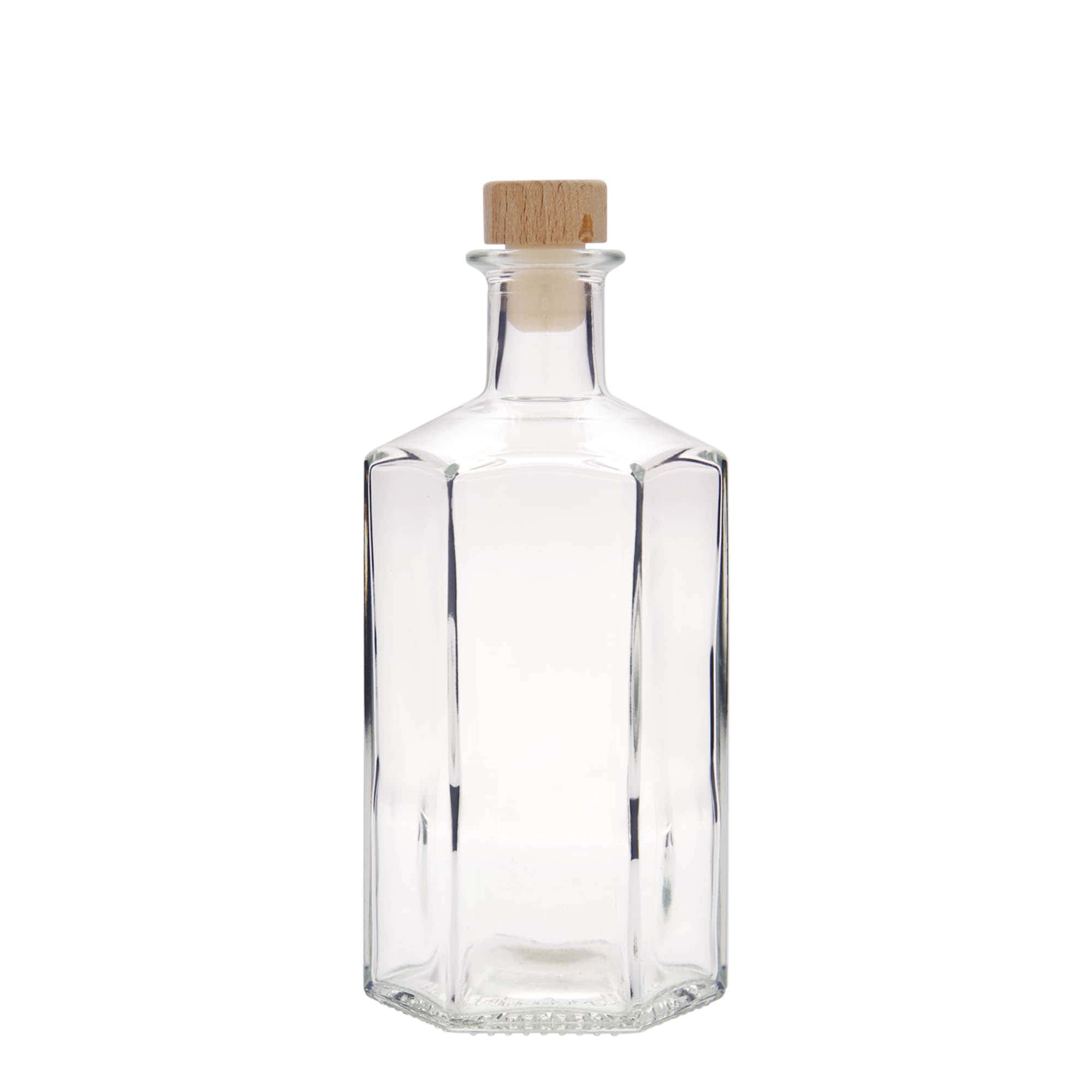 Garrafa de vidro de 500 ml Farmacêutico 'Jimmy', hexagonal, boca: cortiça