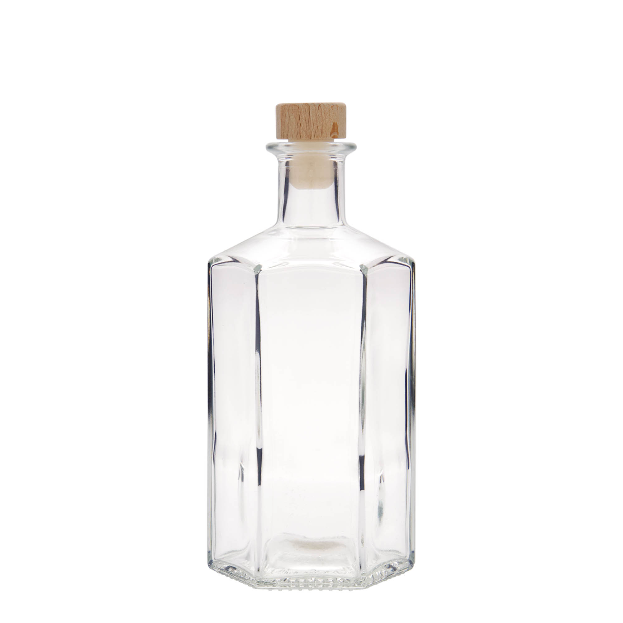 Garrafa de vidro de 500 ml Farmacêutico 'Jimmy', hexagonal, boca: cortiça Garrafa de vidro de 500 ml Farmacêutico 'Jimmy', hexagonal, boca: cortiça