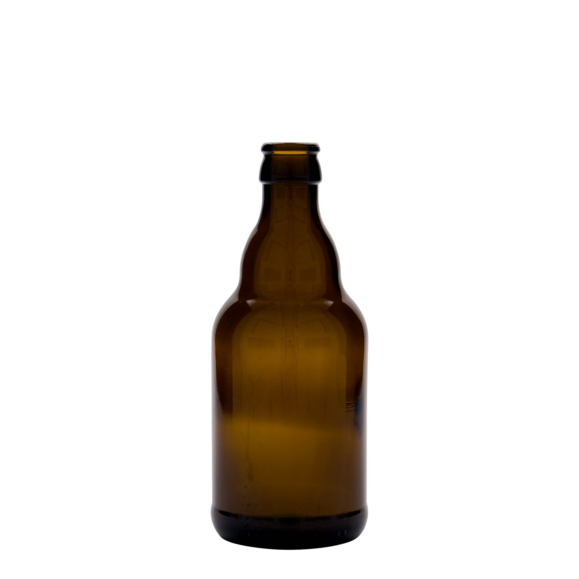 Garrafa de cerveja 330 ml 'Steinie', vidro, castanho, boca: coroa Garrafa de cerveja 330 ml 'Steinie', vidro, castanho, boca: coroa