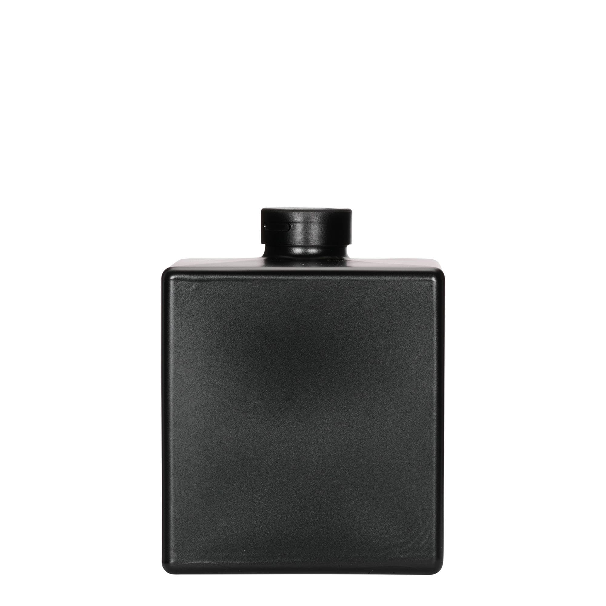 Frasco de vidro de 500 ml 'Cube', quadrado, preto, boca: cortiça