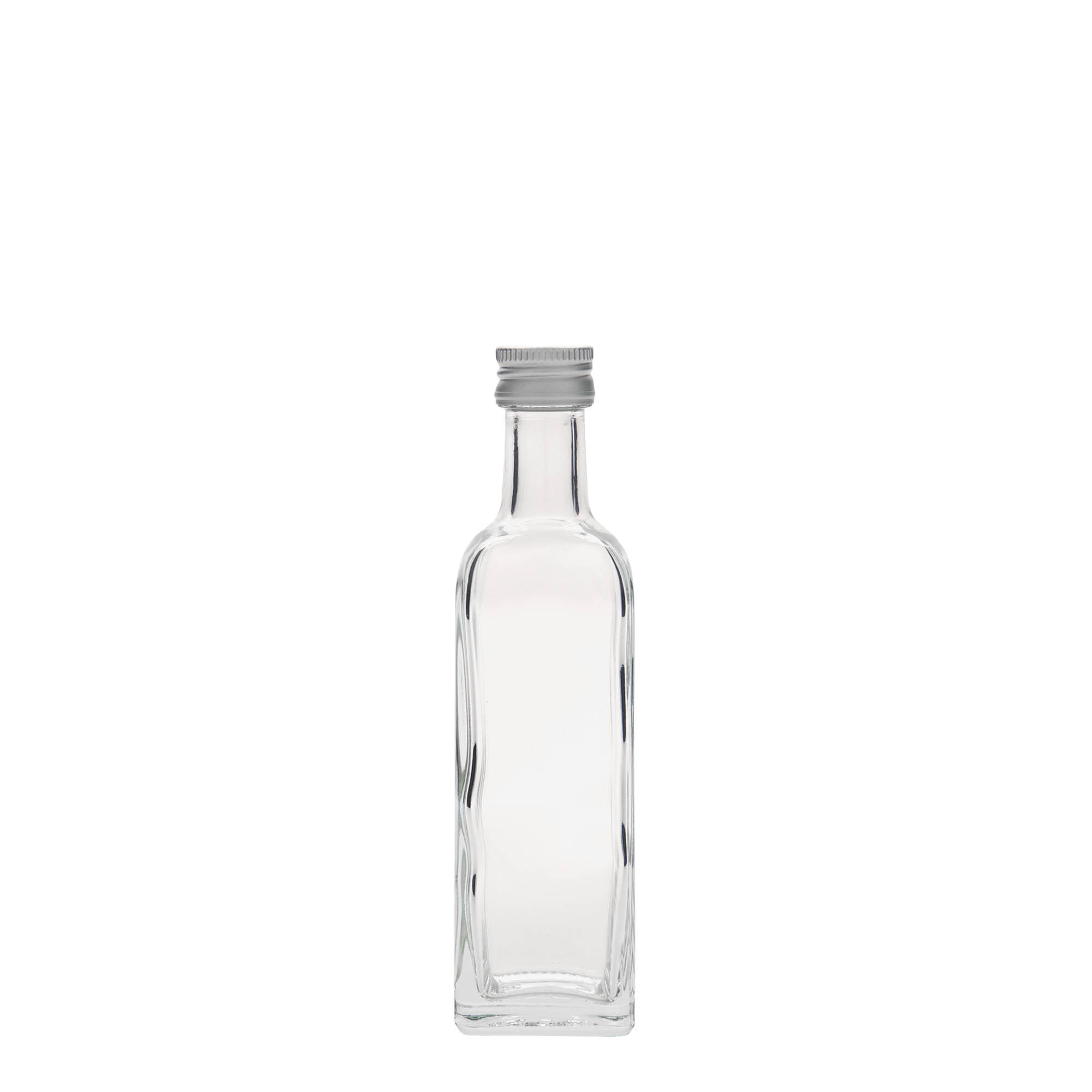 Frasco de vidro de 60 ml 'Marasca', quadrado, boca: PP 18 Frasco de vidro de 60 ml 'Marasca', quadrado, boca: PP 18