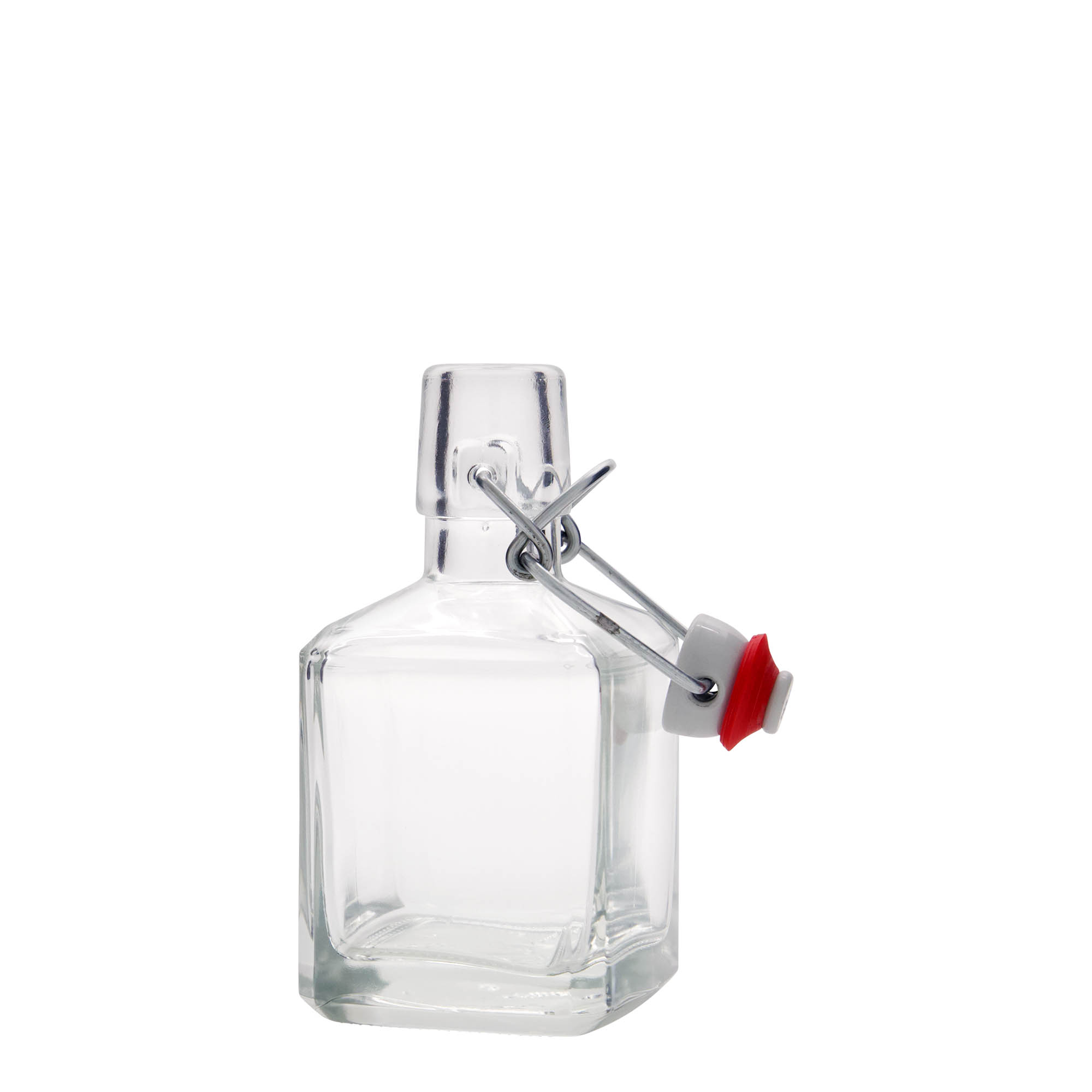 Garrafa de vidro de 200 ml 'Kubica', quadrada, bocal: fecho de alavanca Garrafa de vidro de 200 ml 'Kubica', quadrada, bocal: fecho de alavanca