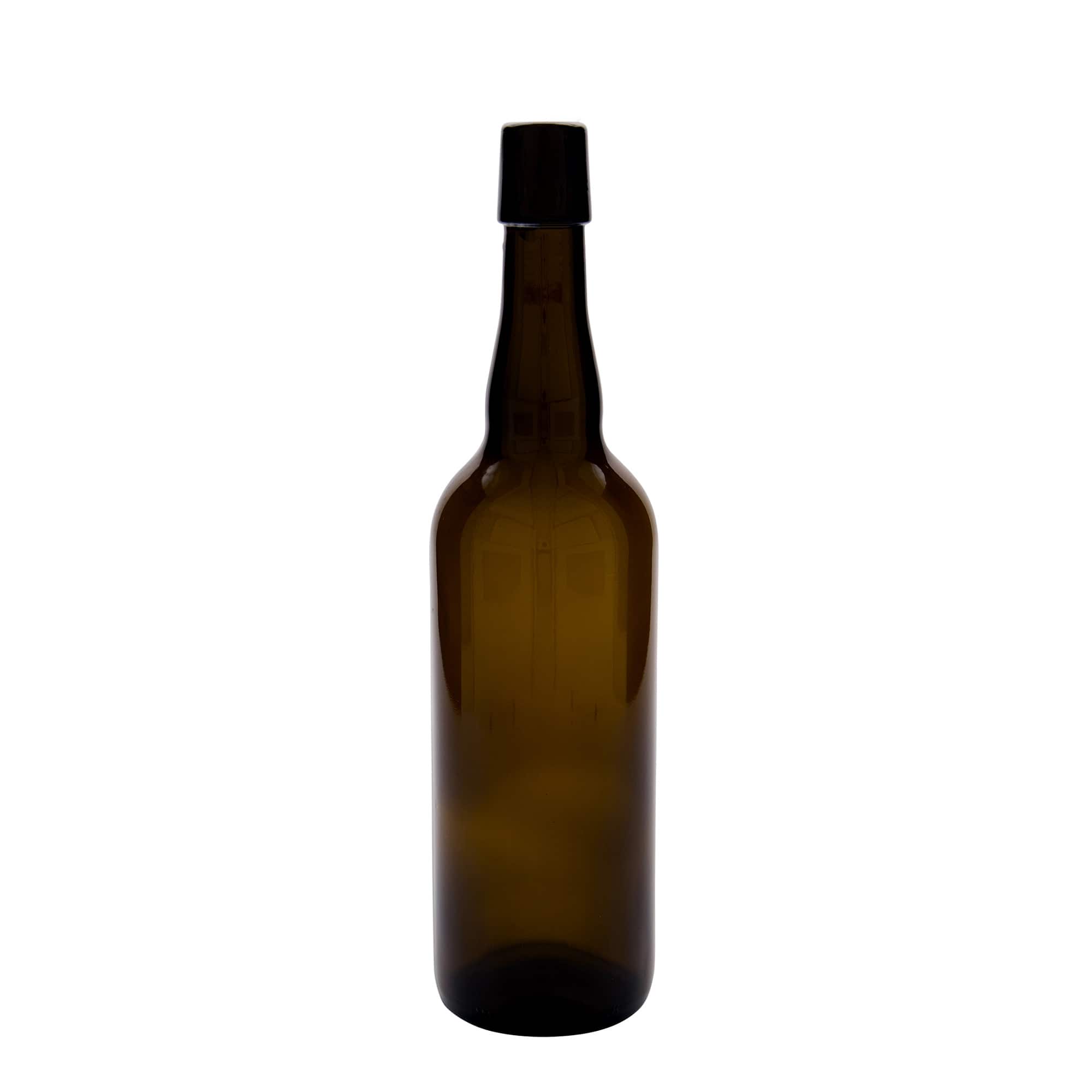 Garrafa de cerveja 750 ml Bélgica, vidro, castanha, boca: fecho de mola