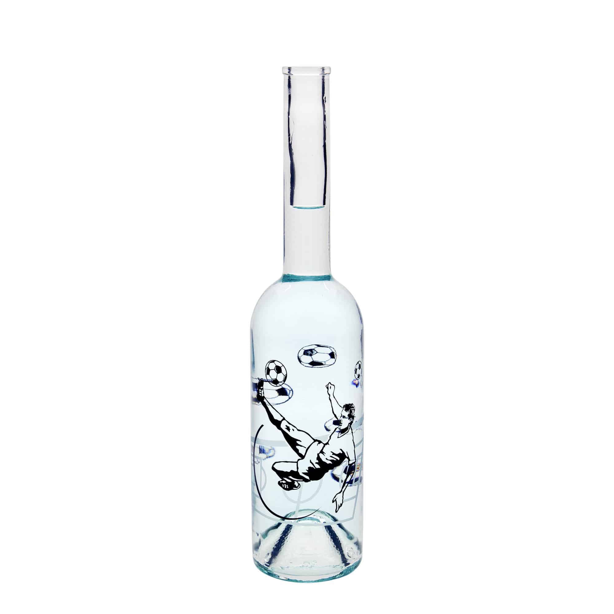 Garrafa de vidro de 500 ml 'Ópera', motivo: Jogador de futebol, bocal: cortiça