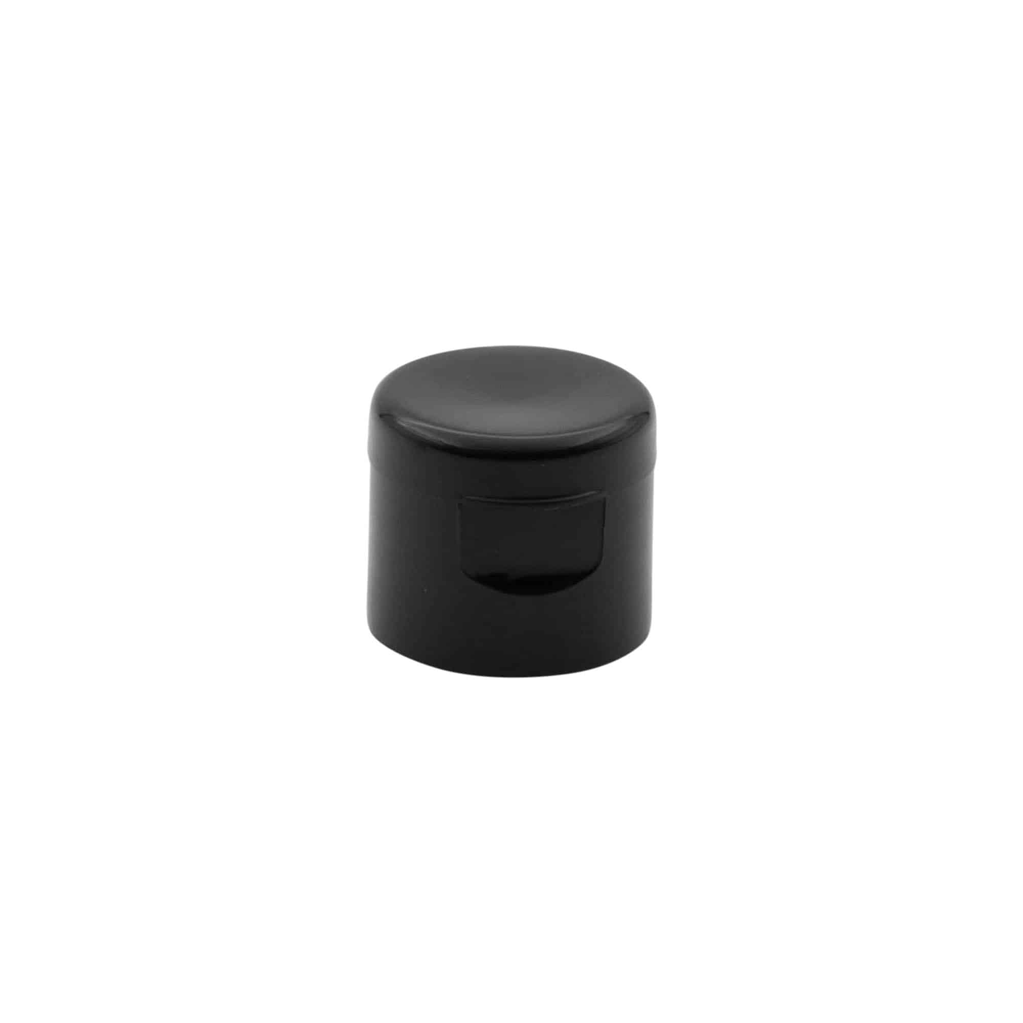 Tampa de rosca com dobradiça, plástico PP, preto, para boca: 20/410