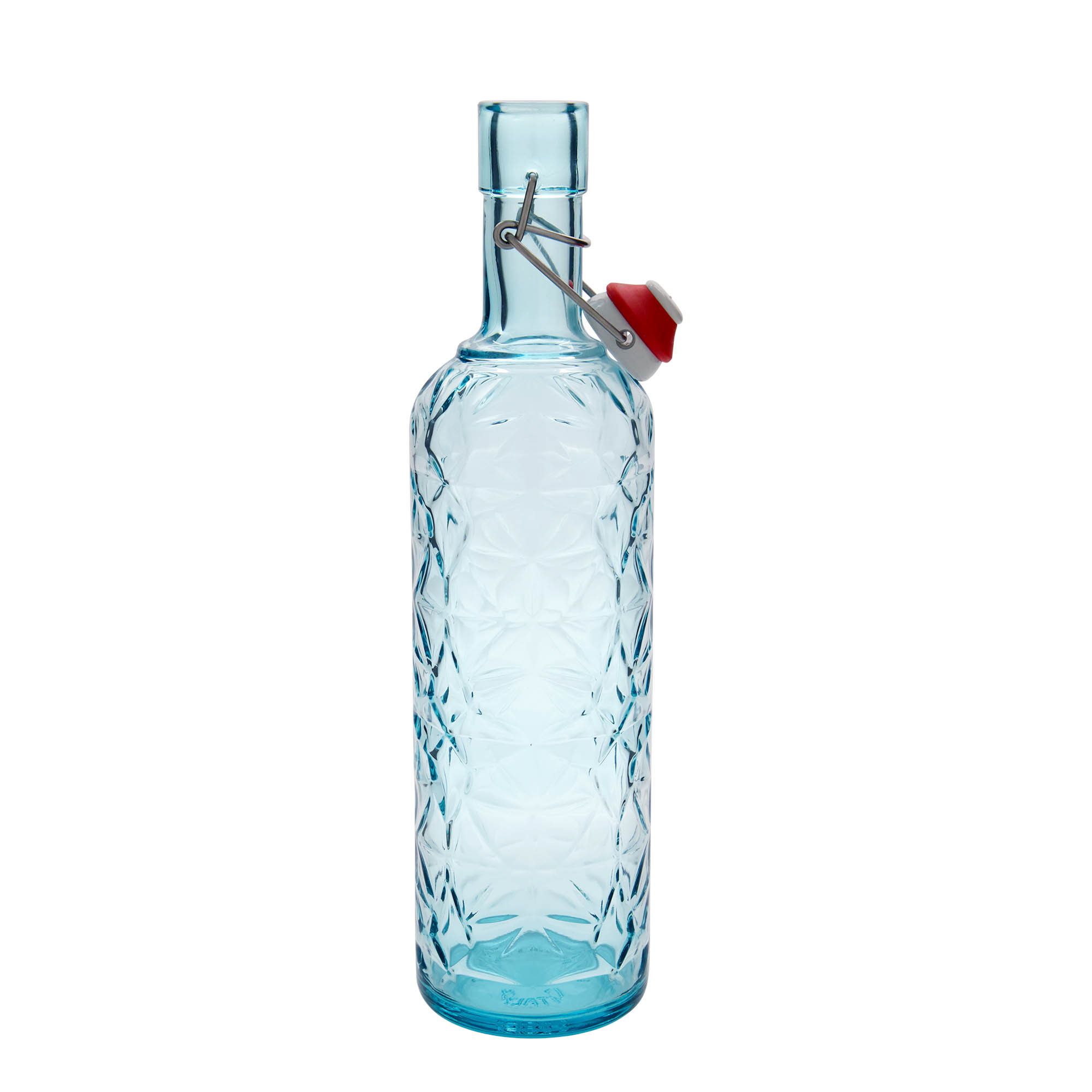 Garrafa de vidro 1.000 ml 'Oriente', azul celeste, bocal: fecho de mola