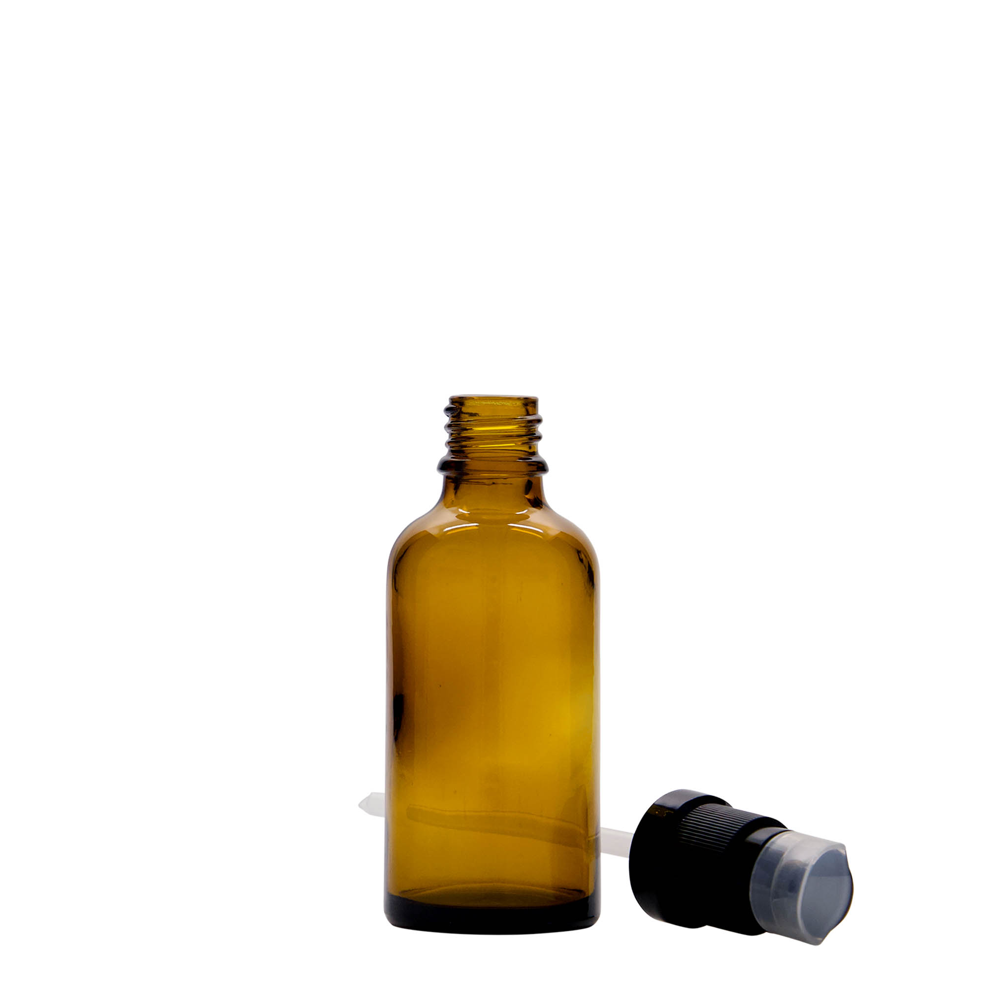 Frasco médico de 50 ml com bomba de loção, vidro, castanho, boca: DIN 18