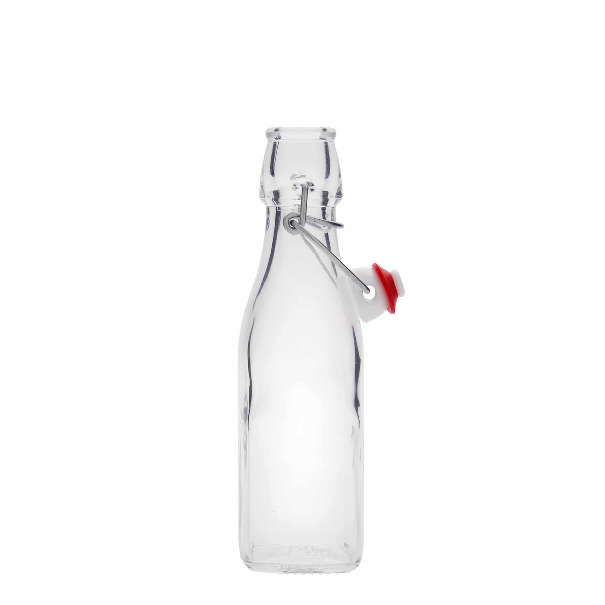 Garrafa de vidro 250 ml 'Swing, quadrada, boca: fecho de mola'