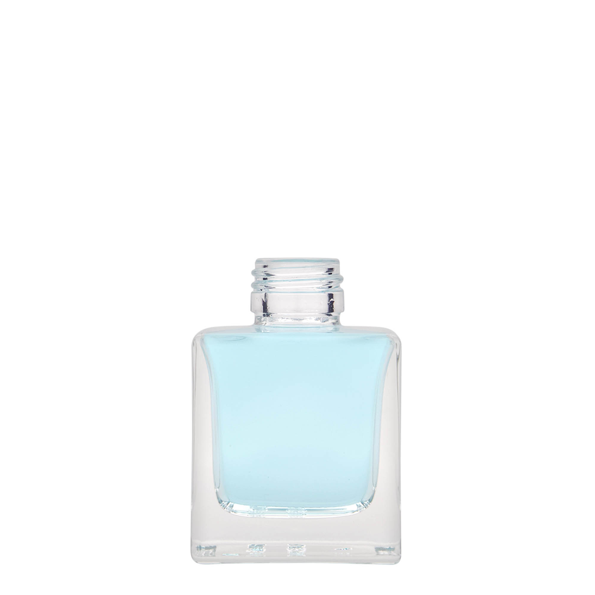 Frasco de vidro de 100 ml 'Cube', quadrado, boca: PP 28