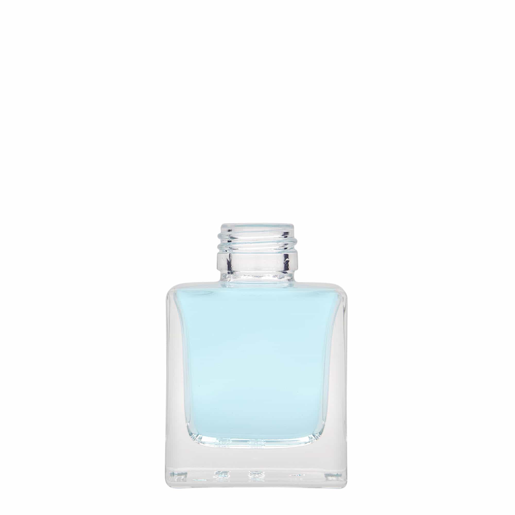 Frasco de vidro de 100 ml 'Cube', quadrado, boca: PP 28