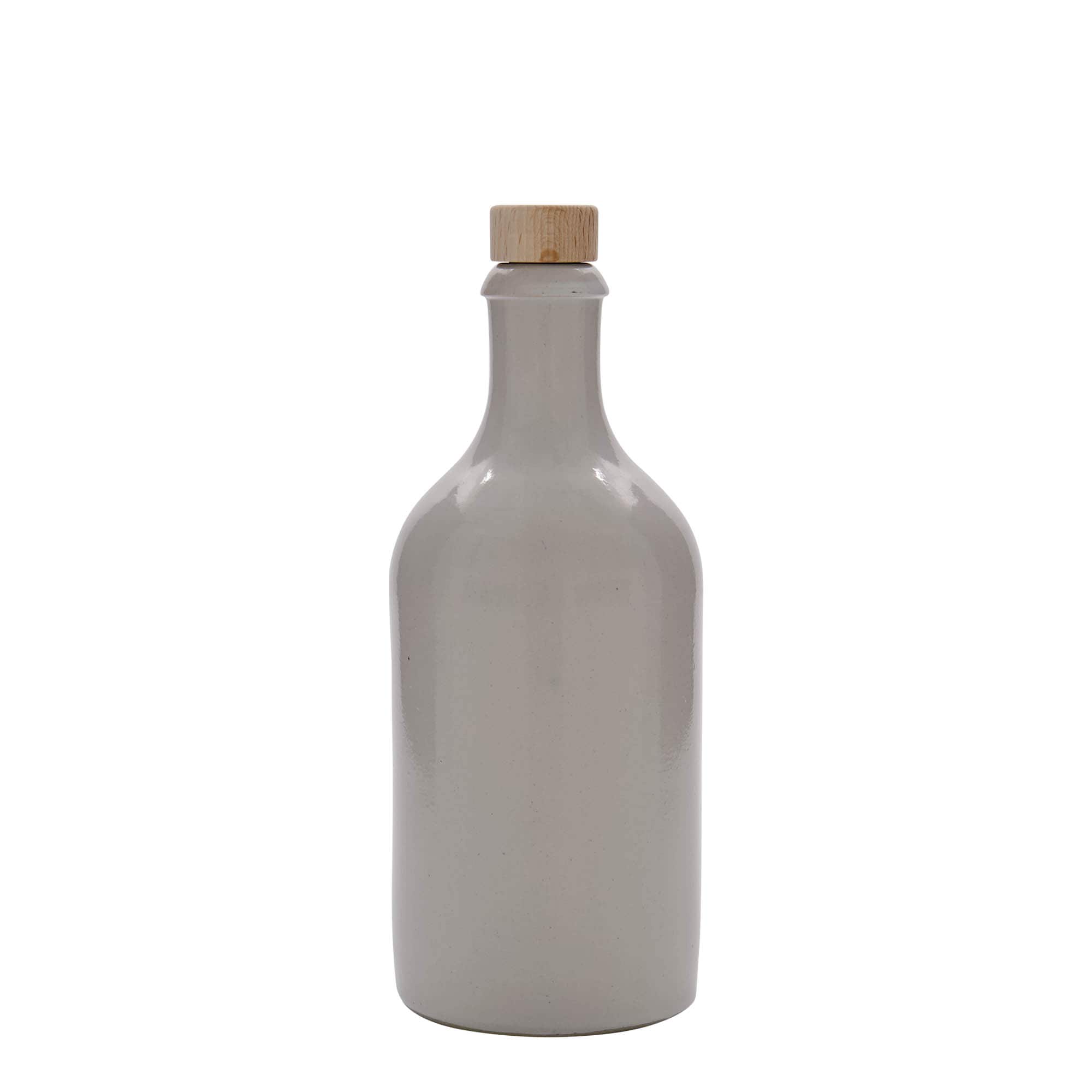 Jarro de barro 500 ml, faiança, branco, abertura: cortiça
