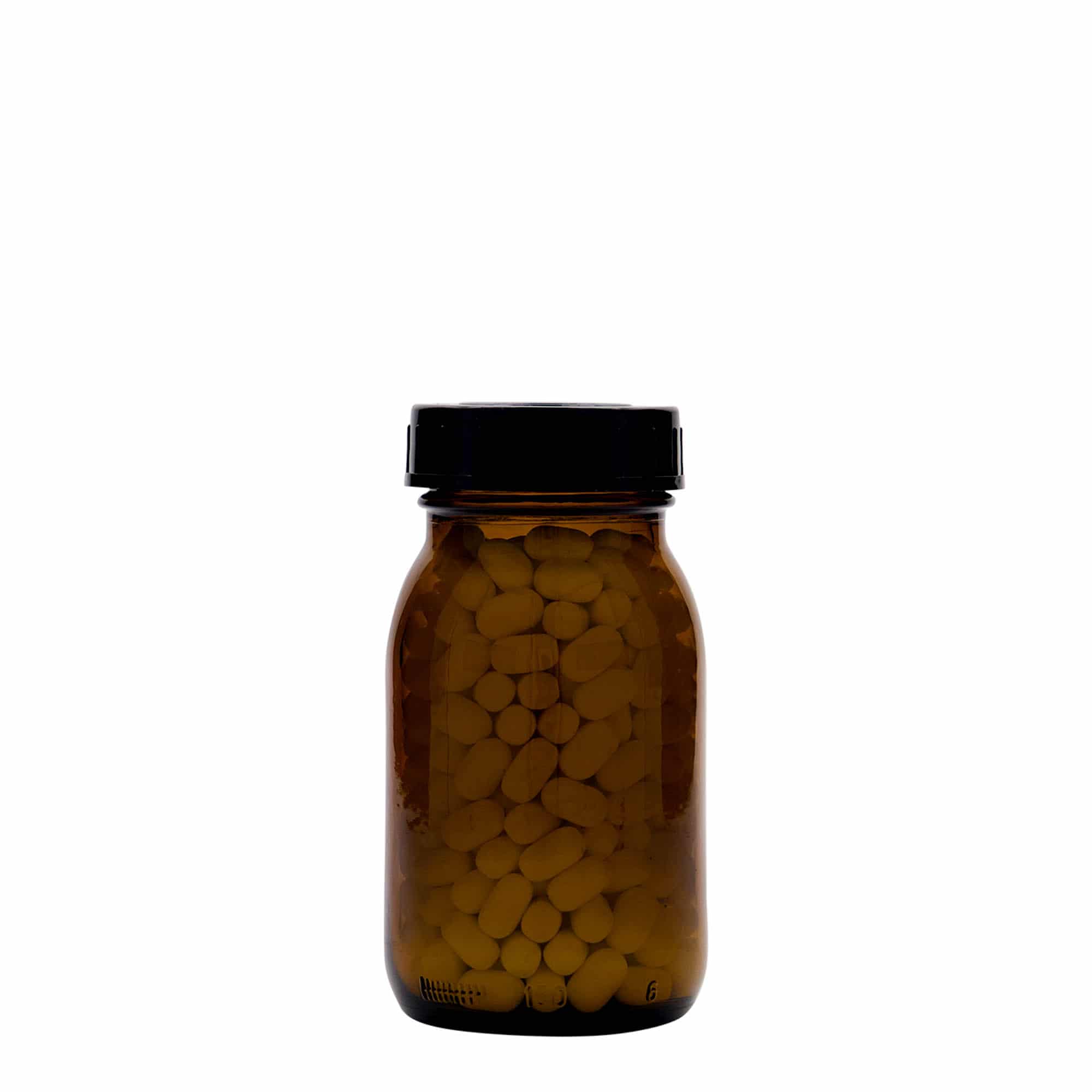 Frasco de boca larga de 150 ml, castanho, boca: DIN 45
