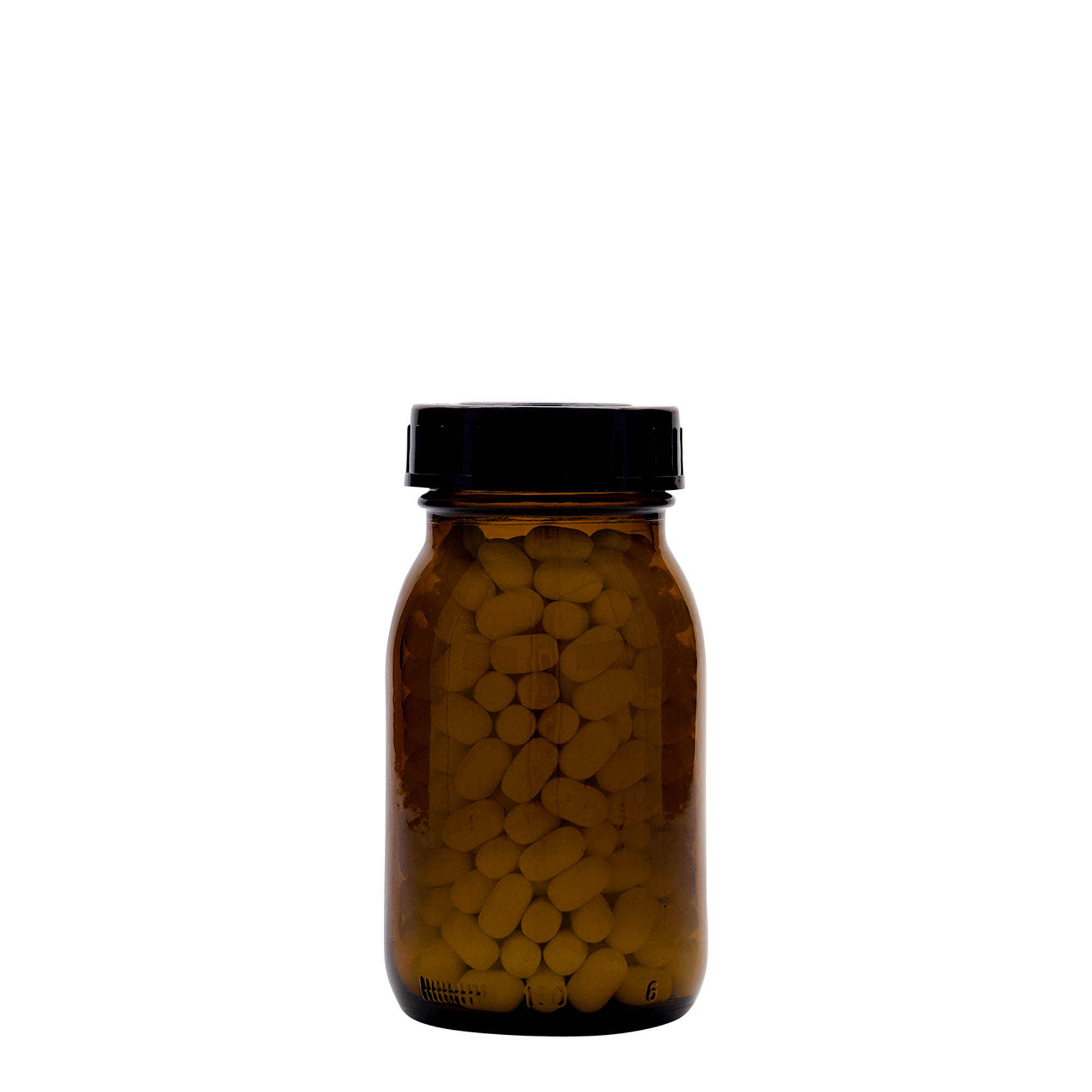 Frasco de boca larga de 150 ml, castanho, boca: DIN 45