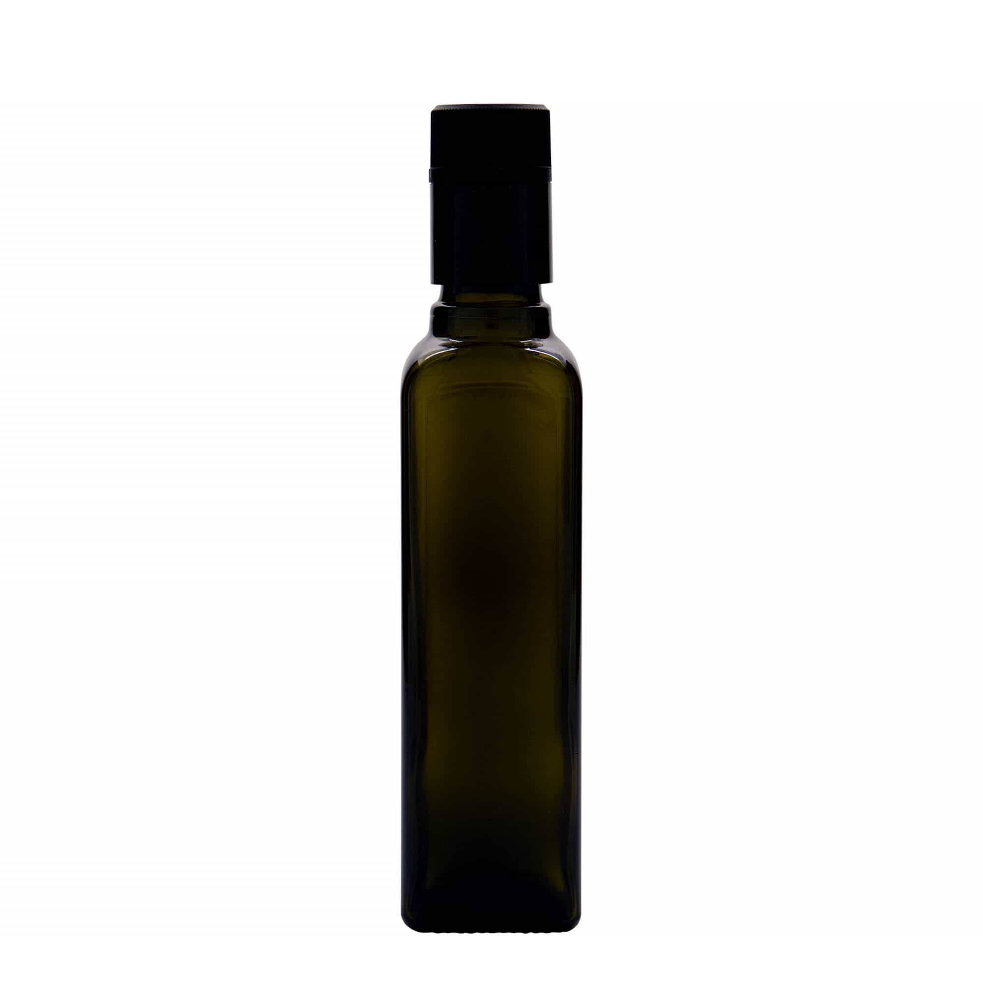 Frasco de vinagre/óleo 'Quadra' 250 ml, vidro, quadrado, verde antigo, bocal: DOP