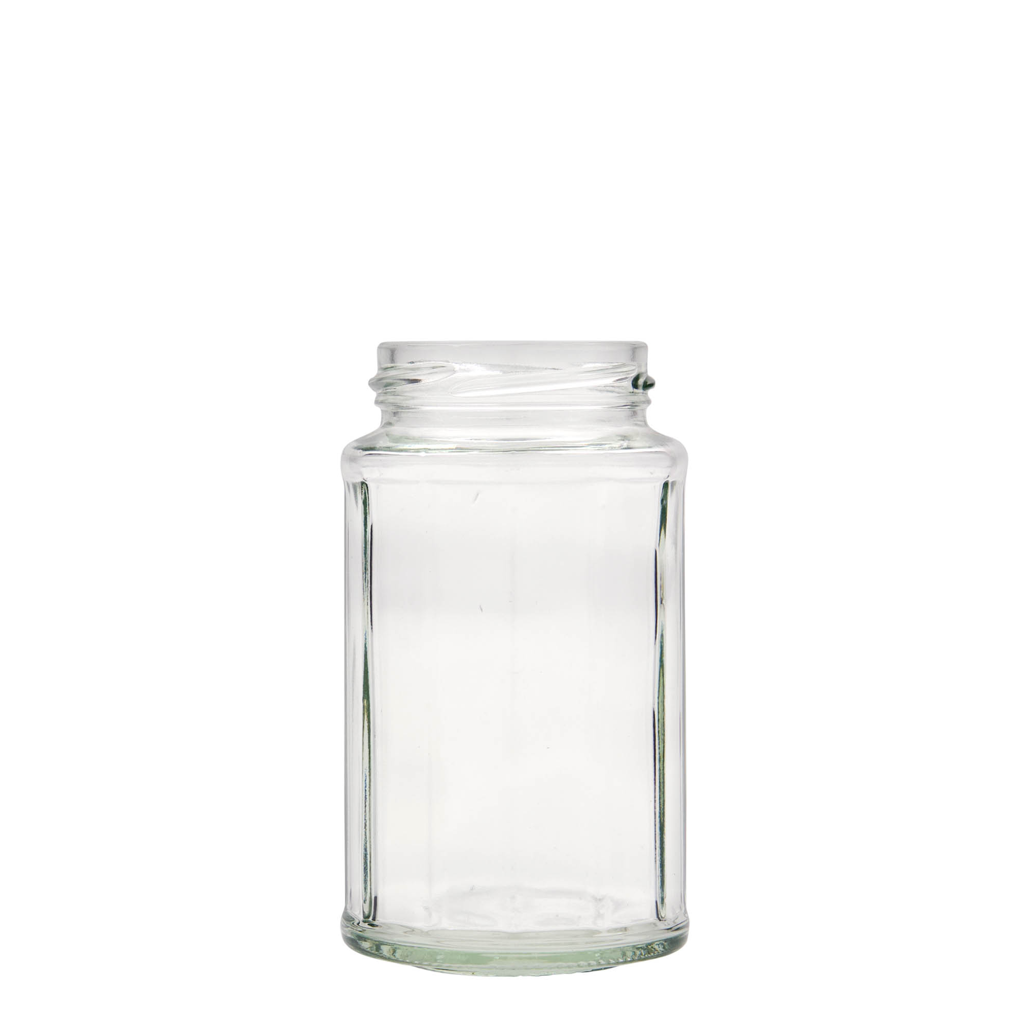 288 ml frasco de vidro multifacetado, doze lados, boca: Twist-Off (TO 58) 288 ml frasco de vidro multifacetado, doze lados, boca: Twist-Off (TO 58)