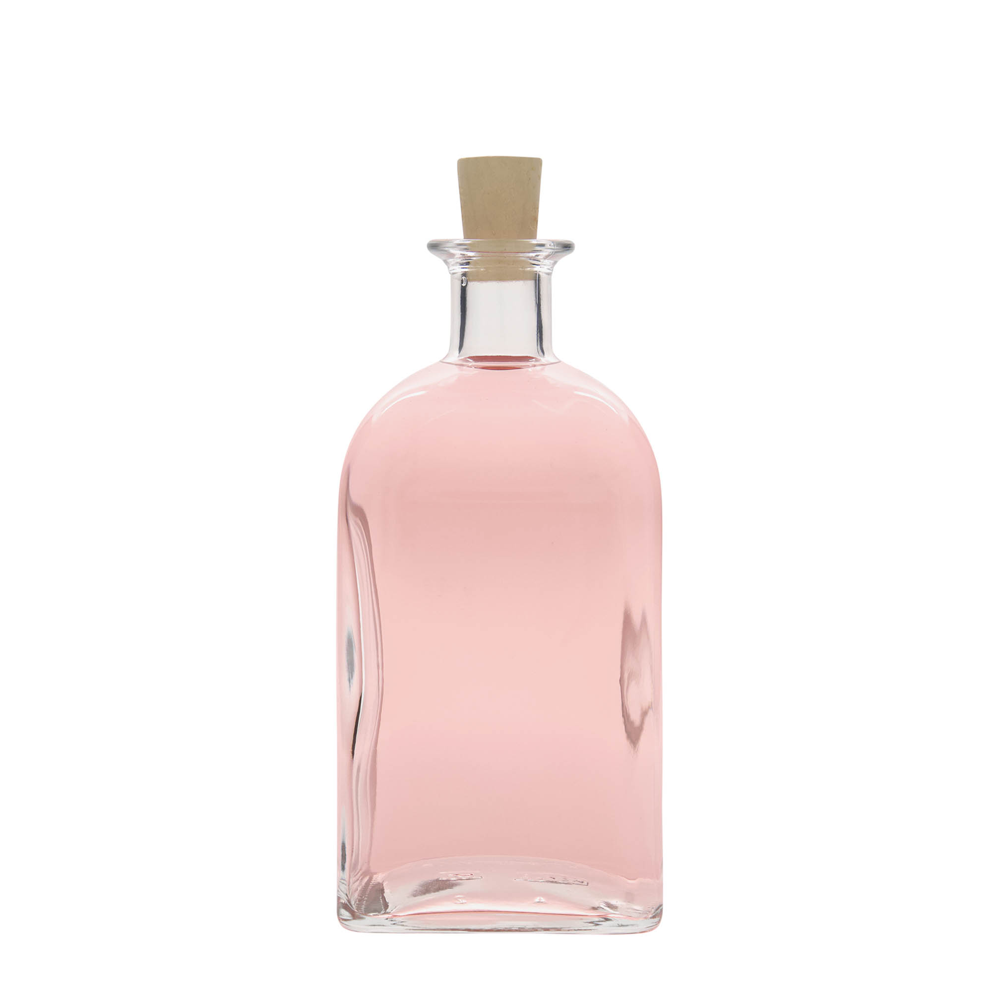 Garrafa de vidro de 700 ml Apotheker Carré, quadrada, boca: cortiça Garrafa de vidro de 700 ml Apotheker Carré, quadrada, boca: cortiça