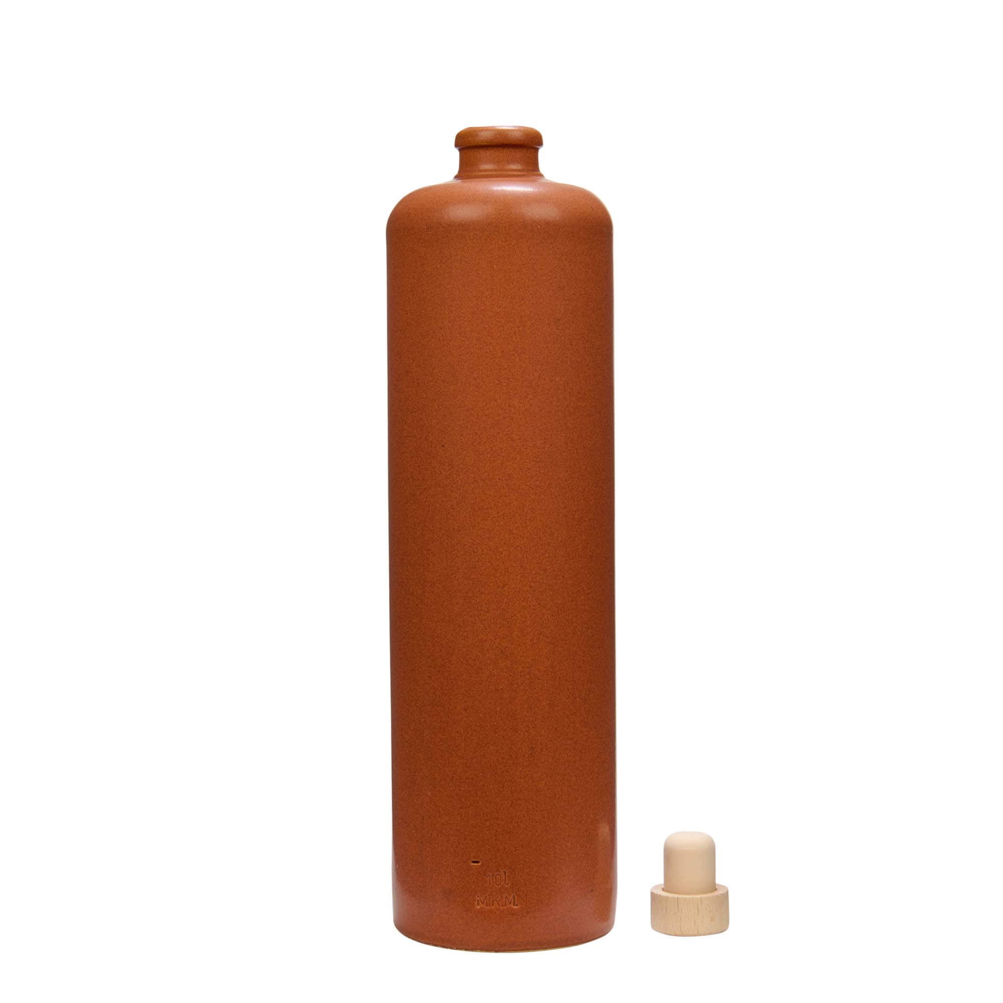 1.000 ml cântaro de barro, grés, vermelho-acastanhado, boca: cortiça