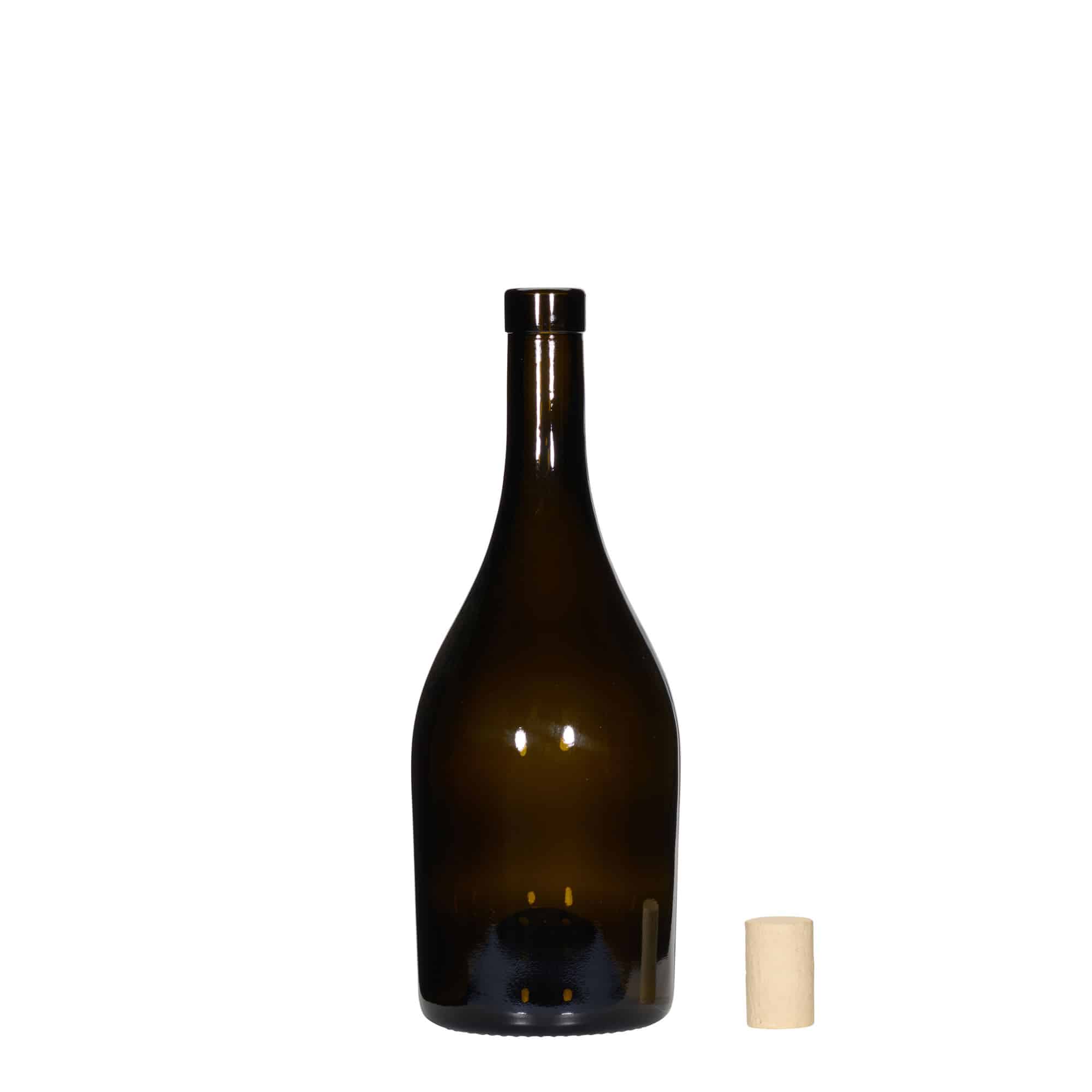 Garrafa de vinho 750 ml 'Exclusive', verde antigo, gargalo: cortiça