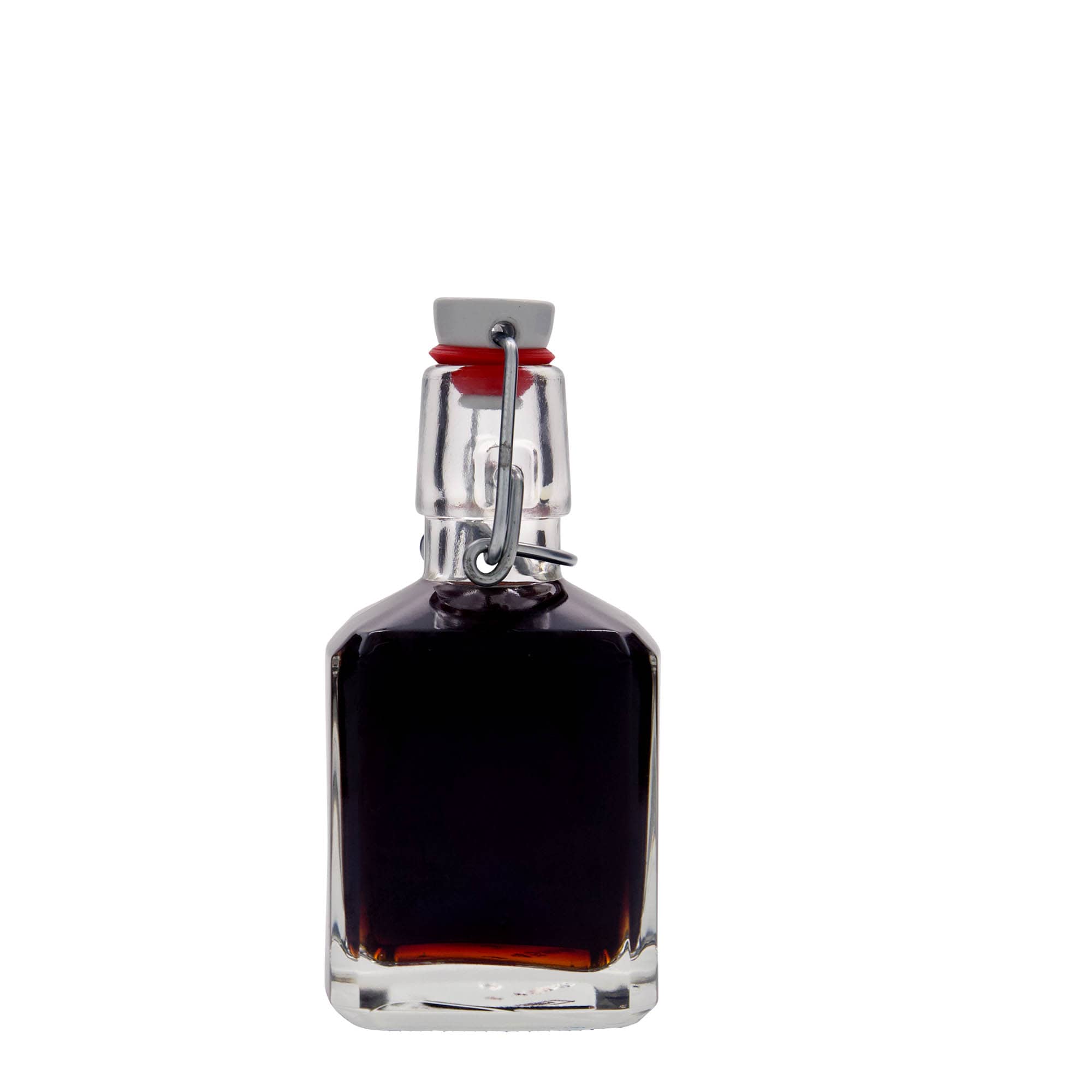 200 ml Garrafa de vidro 'Kubica', quadrada, boca: Tampa mecânica