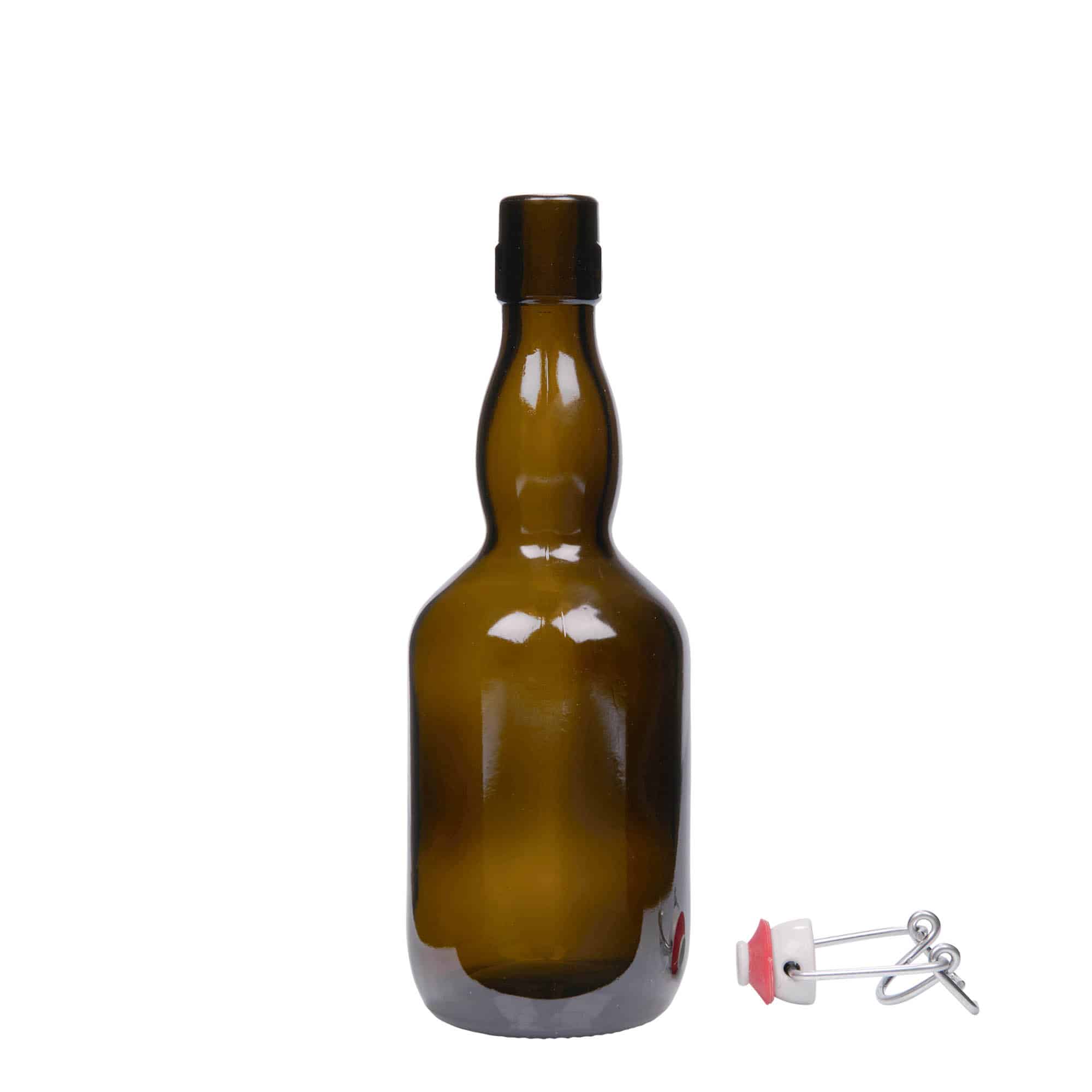 500 ml Garrafa de cerveja pescoço curto, vidro, verde antigo, boca: Tampa mecânica