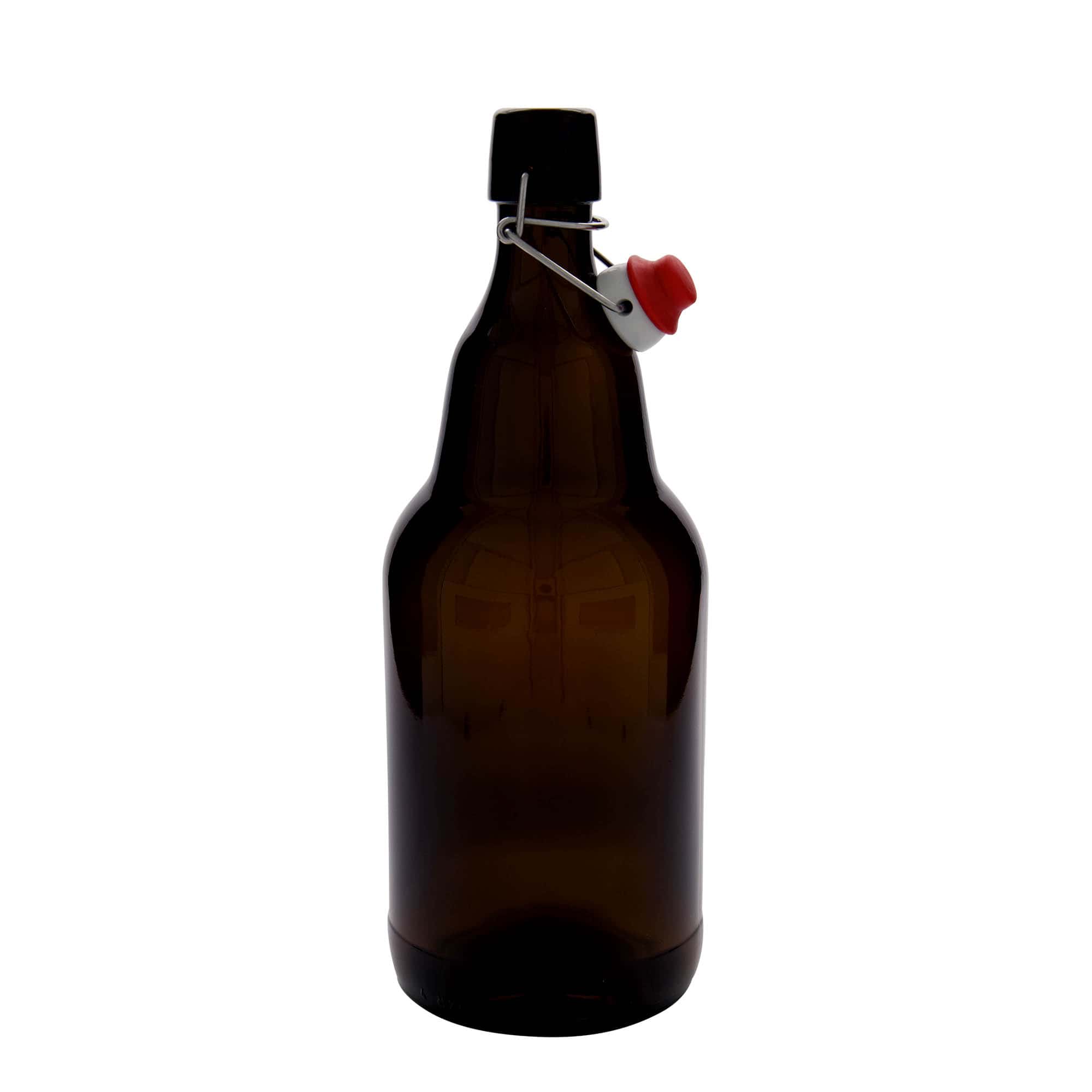 Garrafa de cerveja de 2.000 ml, vidro, castanha, boca: fecho de alavanca