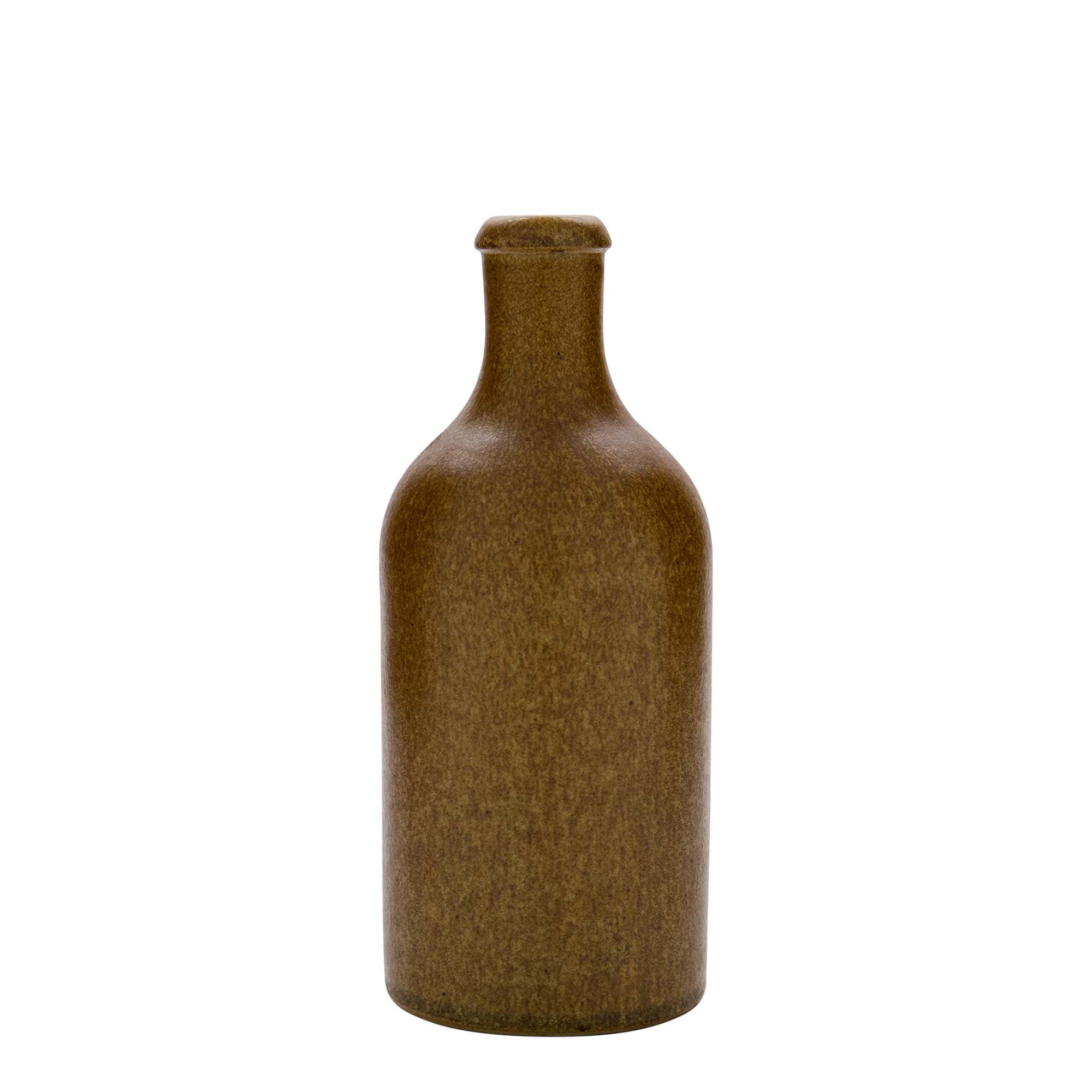 Jarro de barro 500 ml, grés, castanho-cristal, boca: cortiça