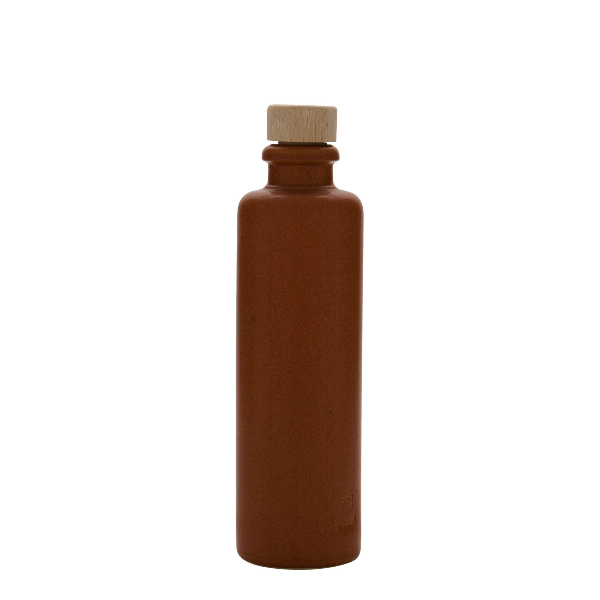 200 ml jarro de barro, faiança, vermelho-acastanhado, boca: cortiça
