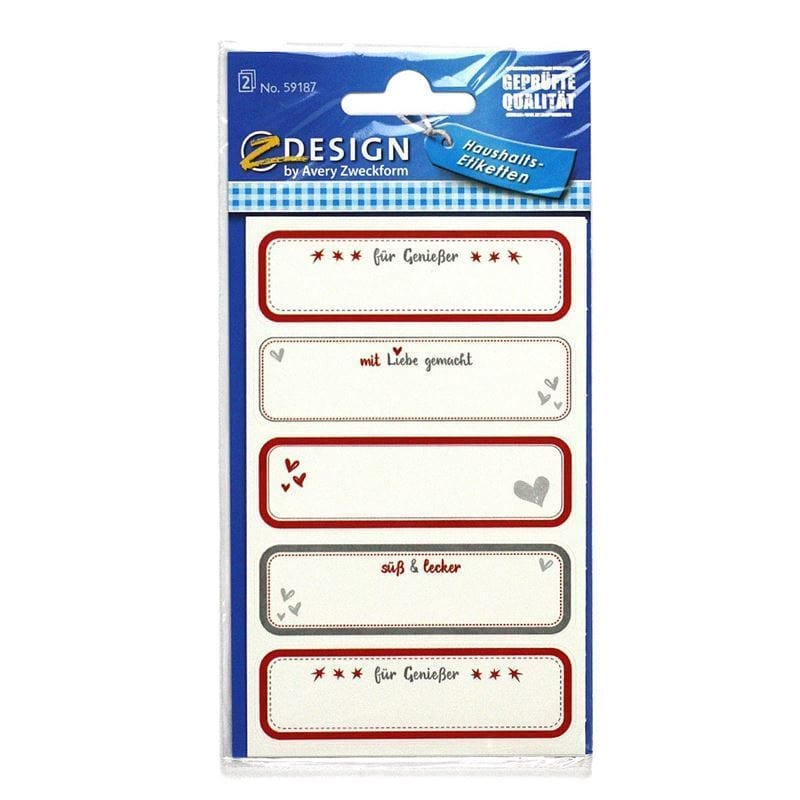 Etiquetas Zweckform 'Feito em Casa', retangulares, papel, multicoloridas