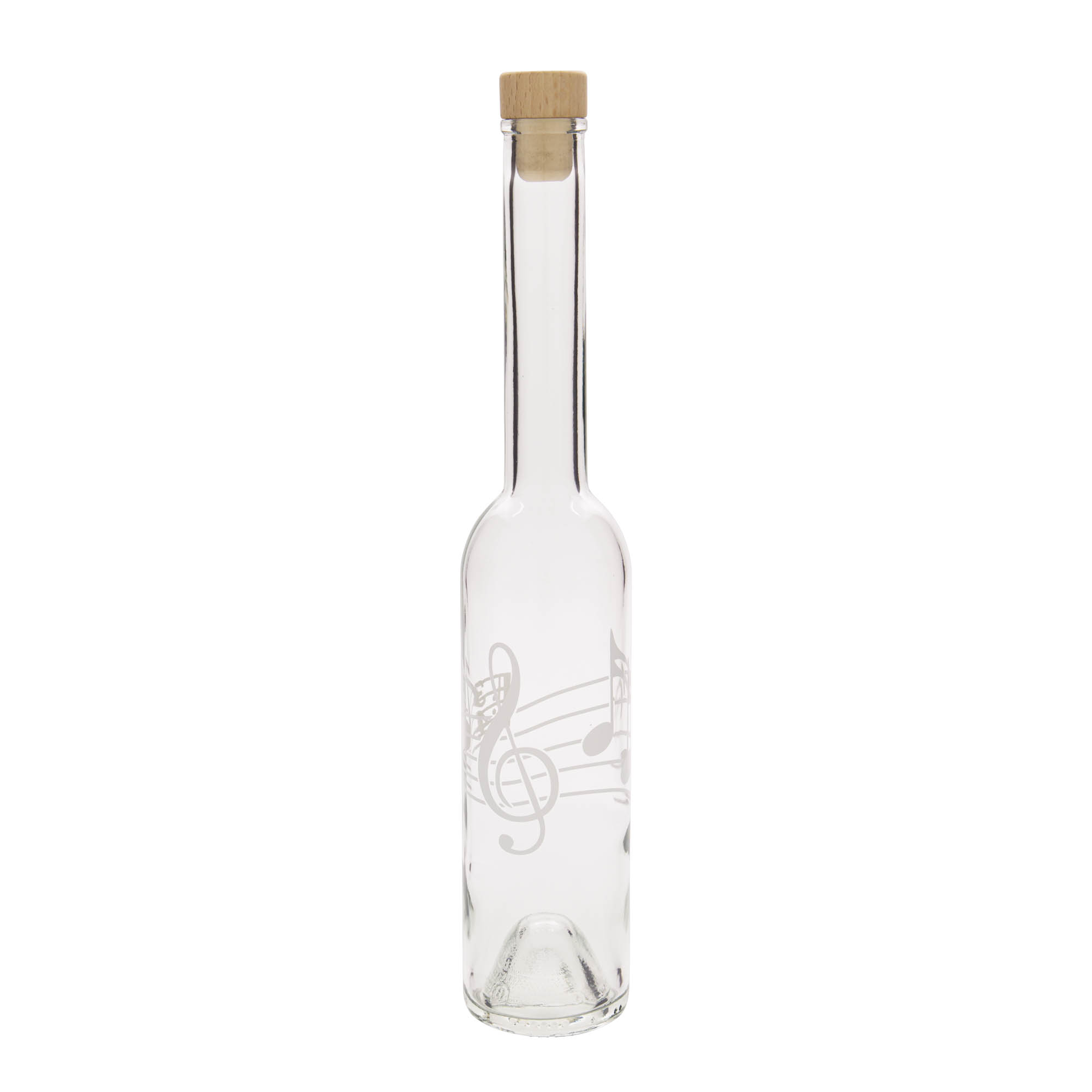 Garrafa de vidro de 350 ml 'Ópera', motivo: notas musicais, boca: cortiça Garrafa de vidro de 350 ml 'Ópera', motivo: notas musicais, boca: cortiça