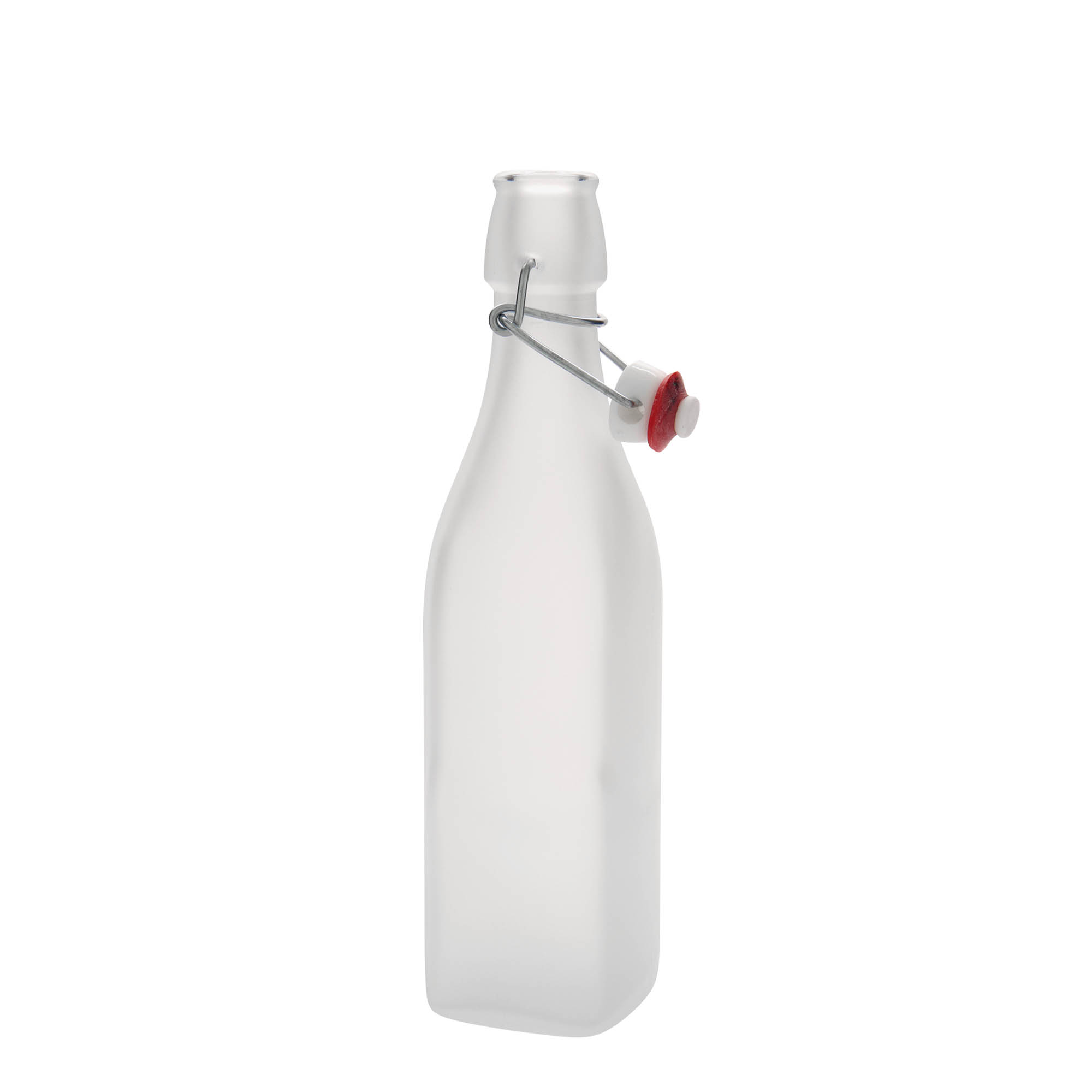 Garrafa de vidro 500 ml 'Swing, quadrada, branca, boca: fecho de alavanca' Garrafa de vidro 500 ml 'Swing, quadrada, branca, boca: fecho de alavanca'