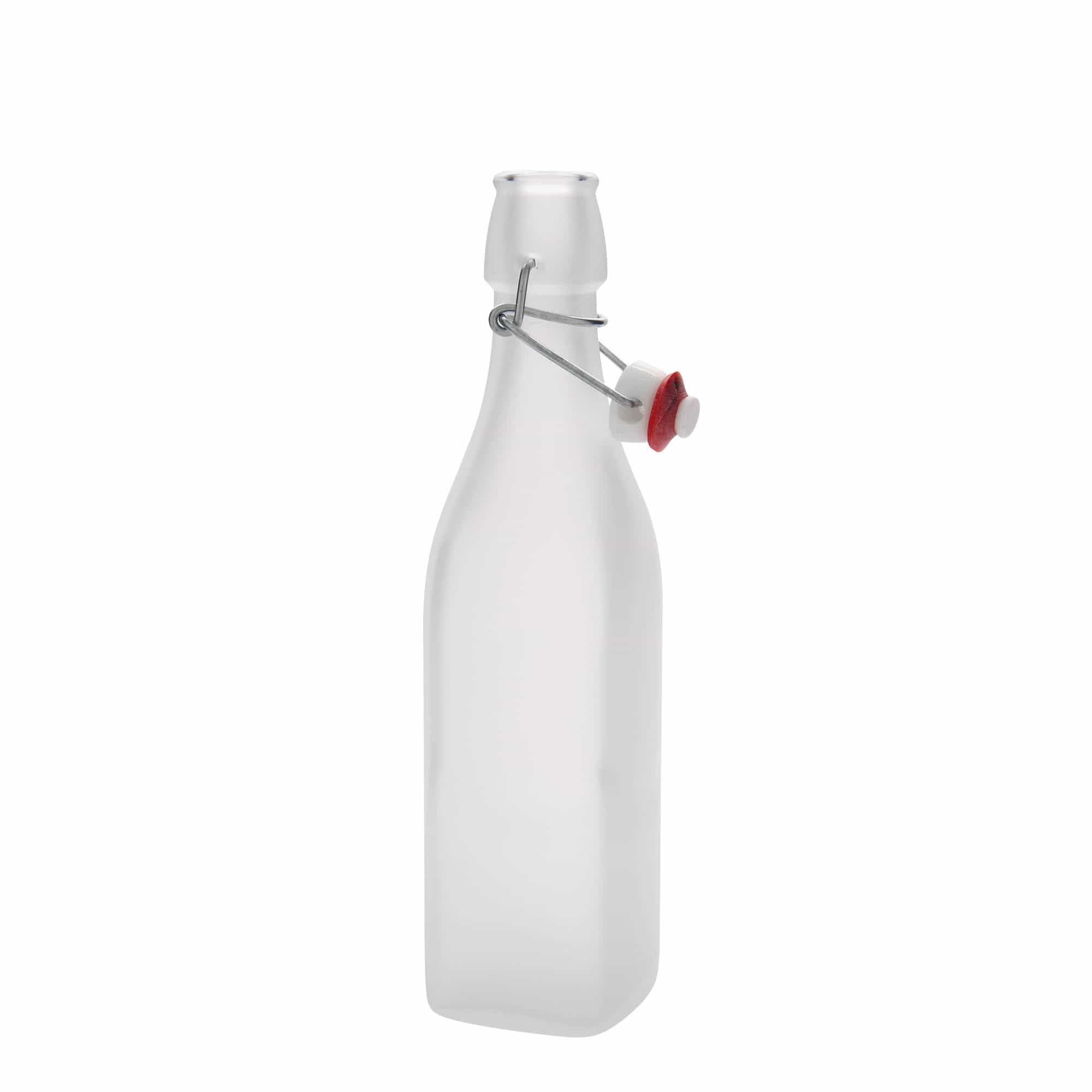 Garrafa de vidro 500 ml 'Swing, quadrada, branca, boca: fecho de alavanca' Garrafa de vidro 500 ml 'Swing, quadrada, branca, boca: fecho de alavanca'