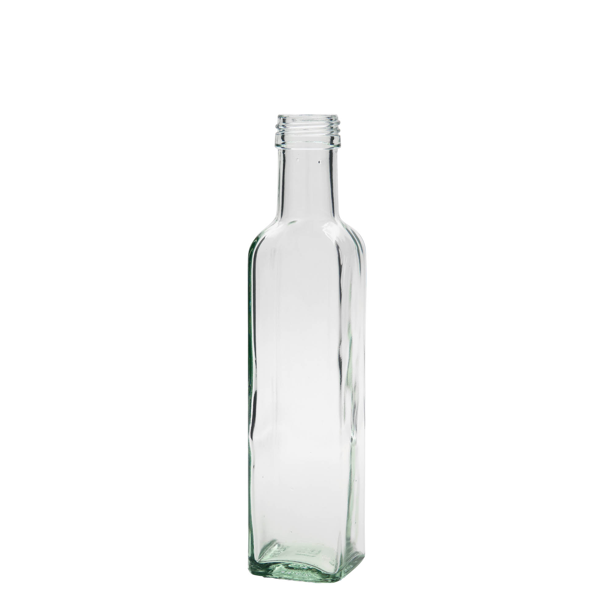 Garrafa de vidro de 250 ml 'Marasca', quadrada, boca: PP 31,5 Garrafa de vidro de 250 ml 'Marasca', quadrada, boca: PP 31,5