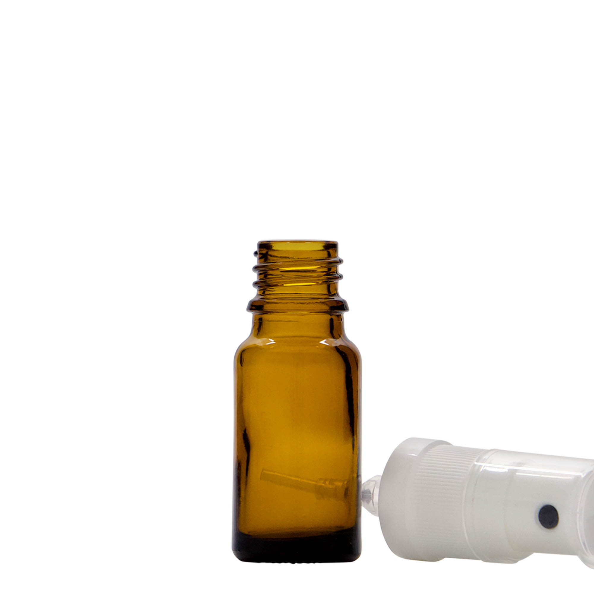 Frasco de spray de 10 ml, medicamento, vidro, castanho, bocal: DIN 18 Frasco de spray de 10 ml, medicamento, vidro, castanho, bocal: DIN 18