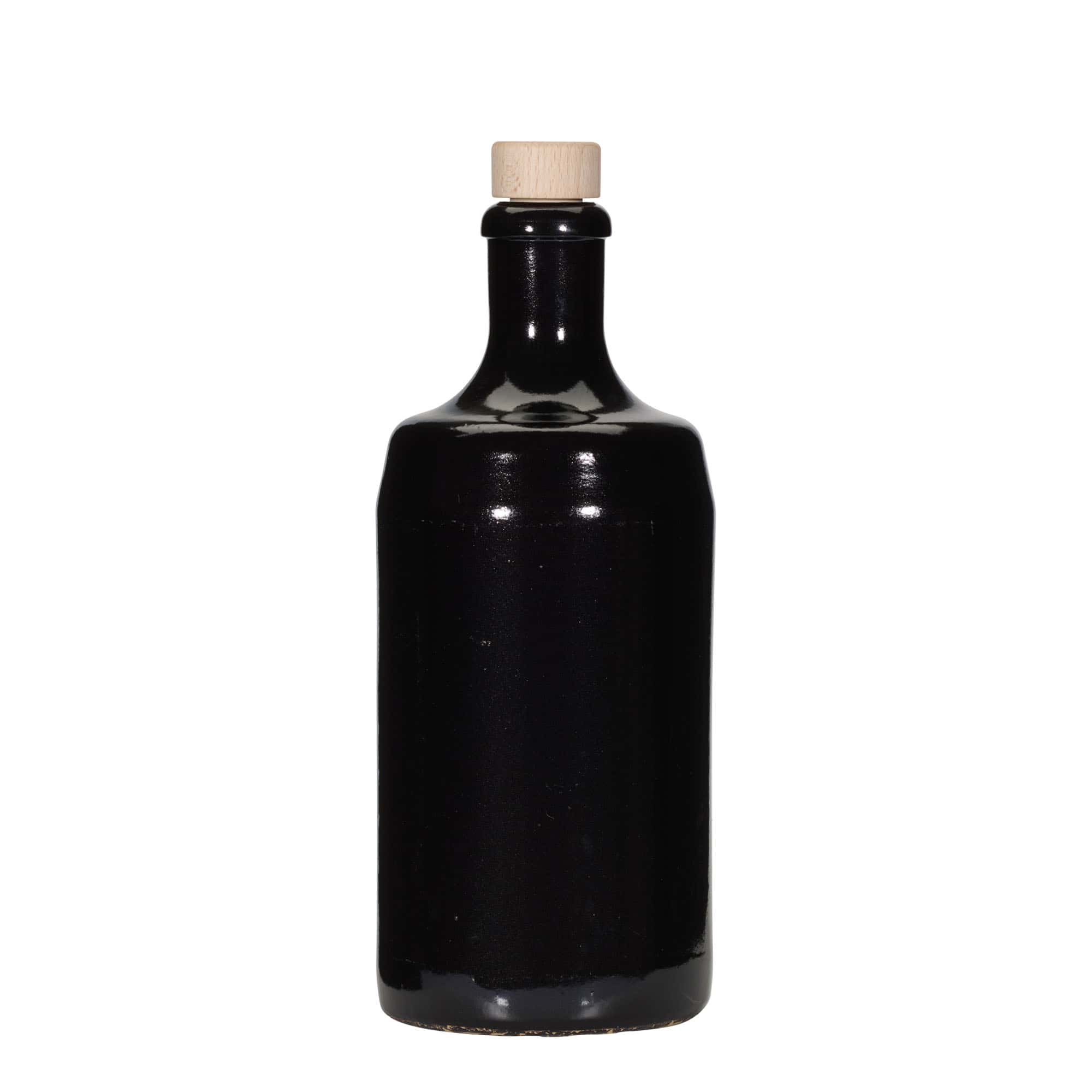 700 ml Jarro de barro 'Calvados', grés, preto, boca: Cortiça