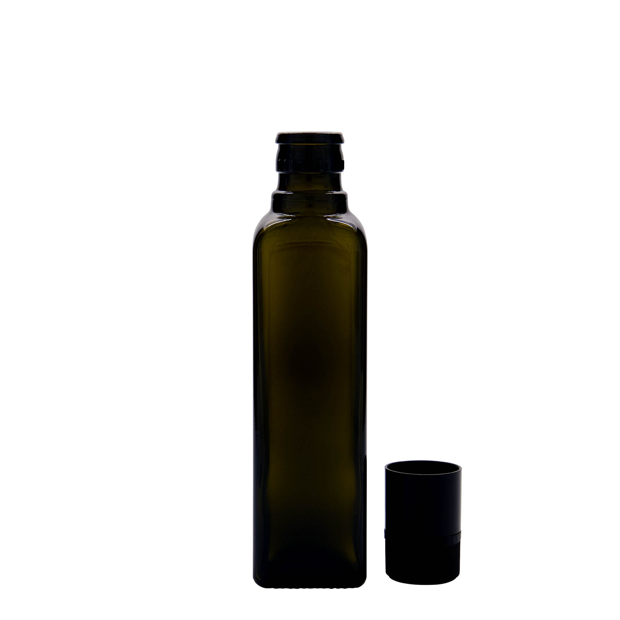 Frasco de vinagre/óleo 'Quadra' 250 ml, vidro, quadrado, verde antigo, bocal: DOP