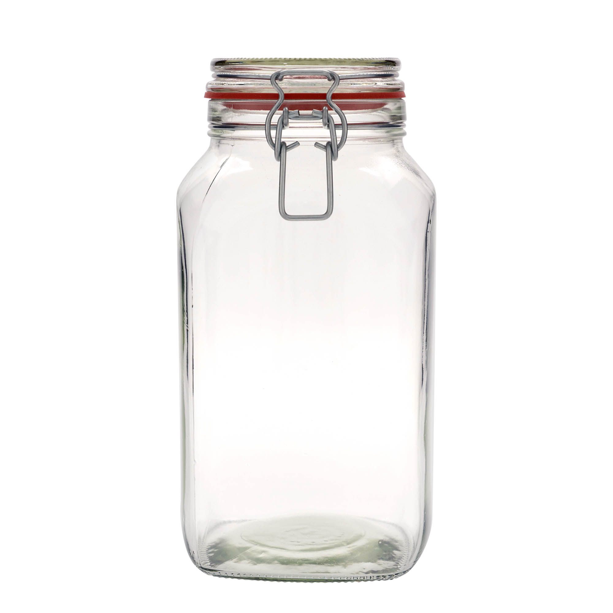 Frasco de vidro com fecho de arame 2.590 ml #, quadrado, boca: fecho de arame