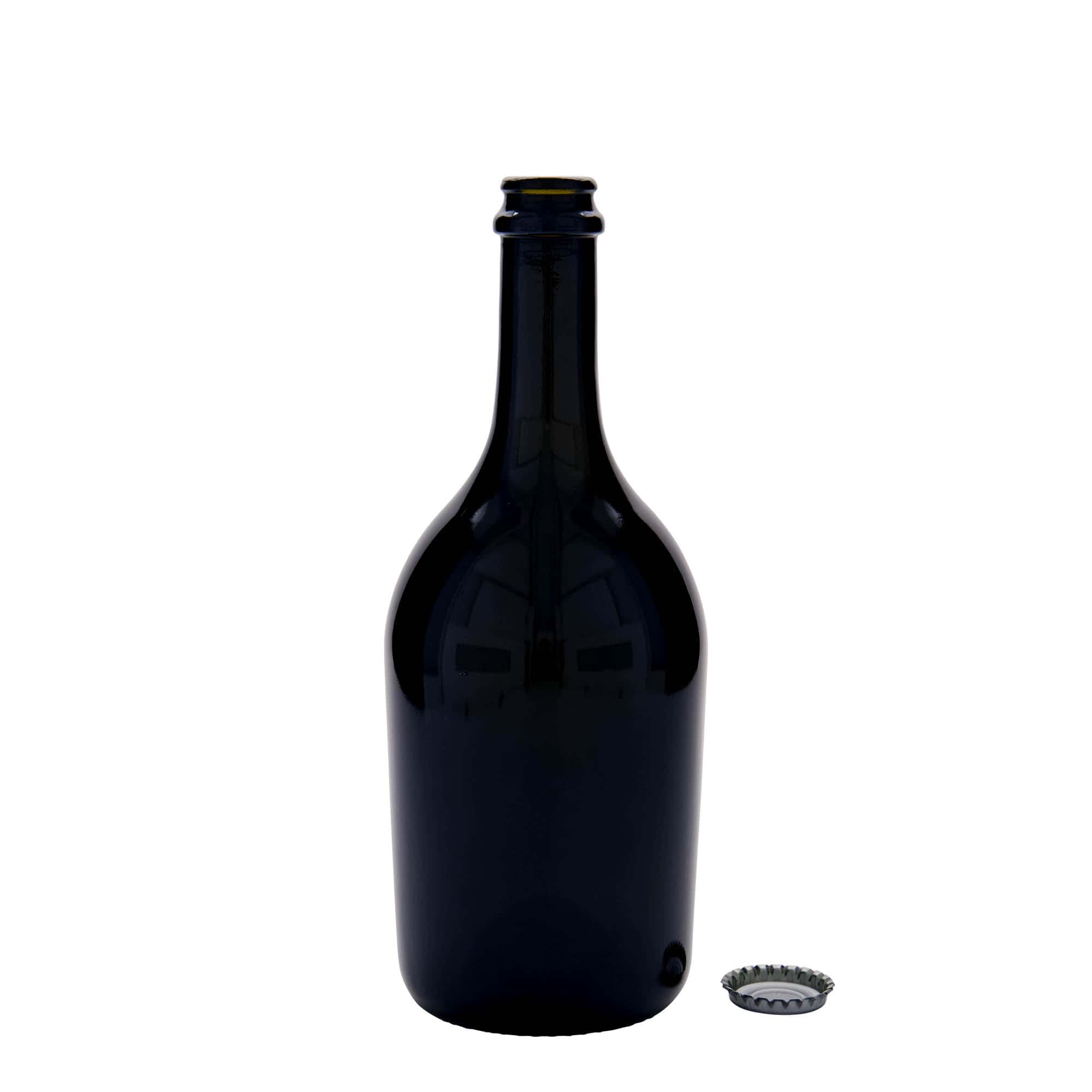 750 ml Garrafa de cerveja / espumante 'Butterfly', vidro, verde antigo, boca: coroa de garrafa