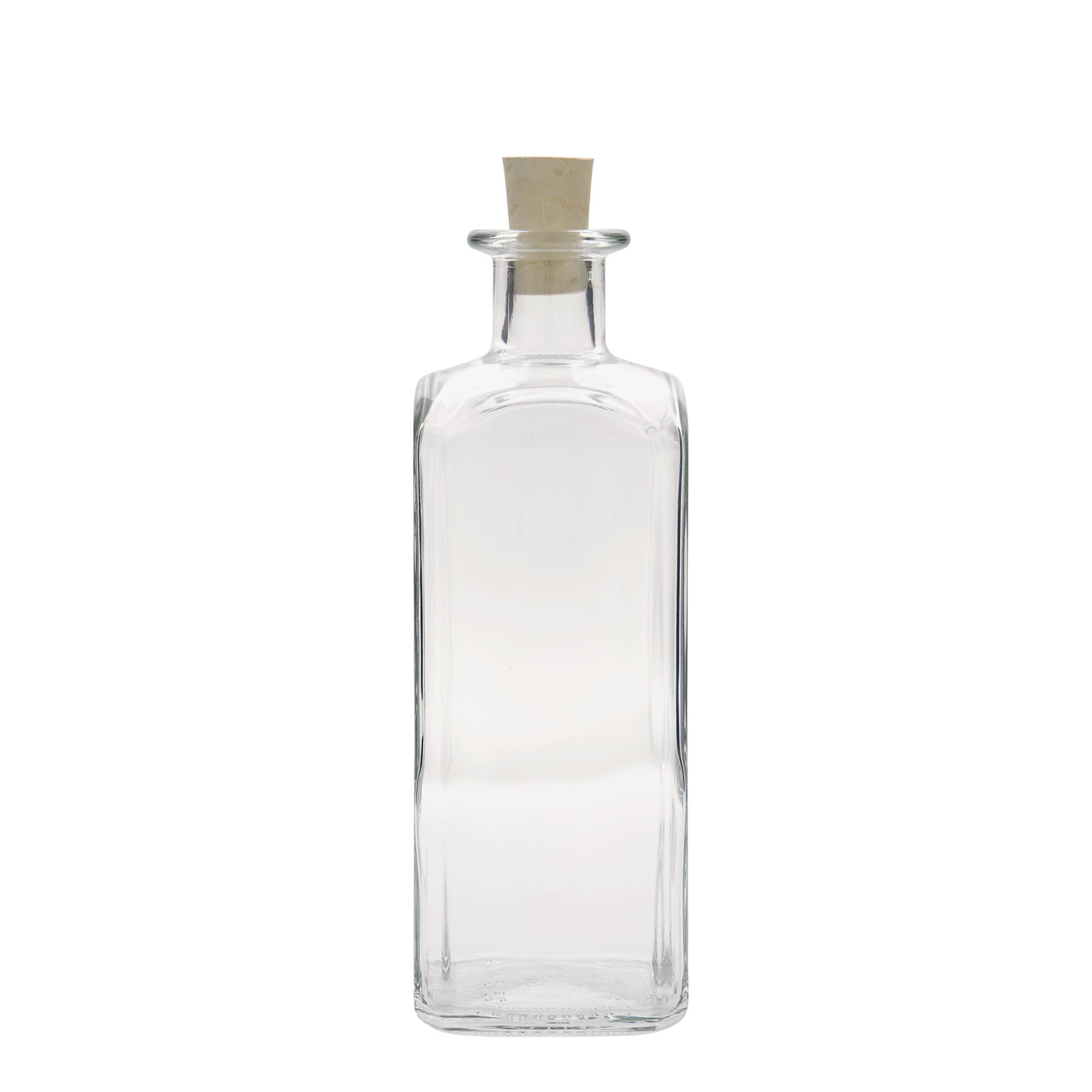 Garrafa de vidro de 500 ml Apotheker Carré, quadrada, boca: cortiça Garrafa de vidro de 500 ml Apotheker Carré, quadrada, boca: cortiça
