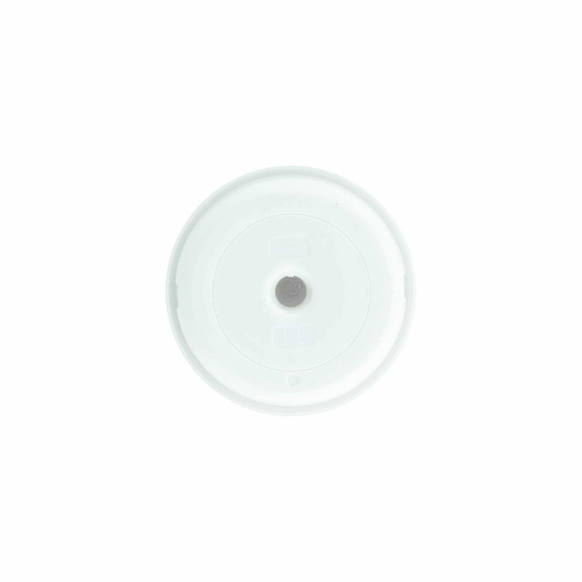Cabeça de bomba dispensadora airless "Mezzo", tipo D, plástico PP, branco com tampa prateada mate metalizada