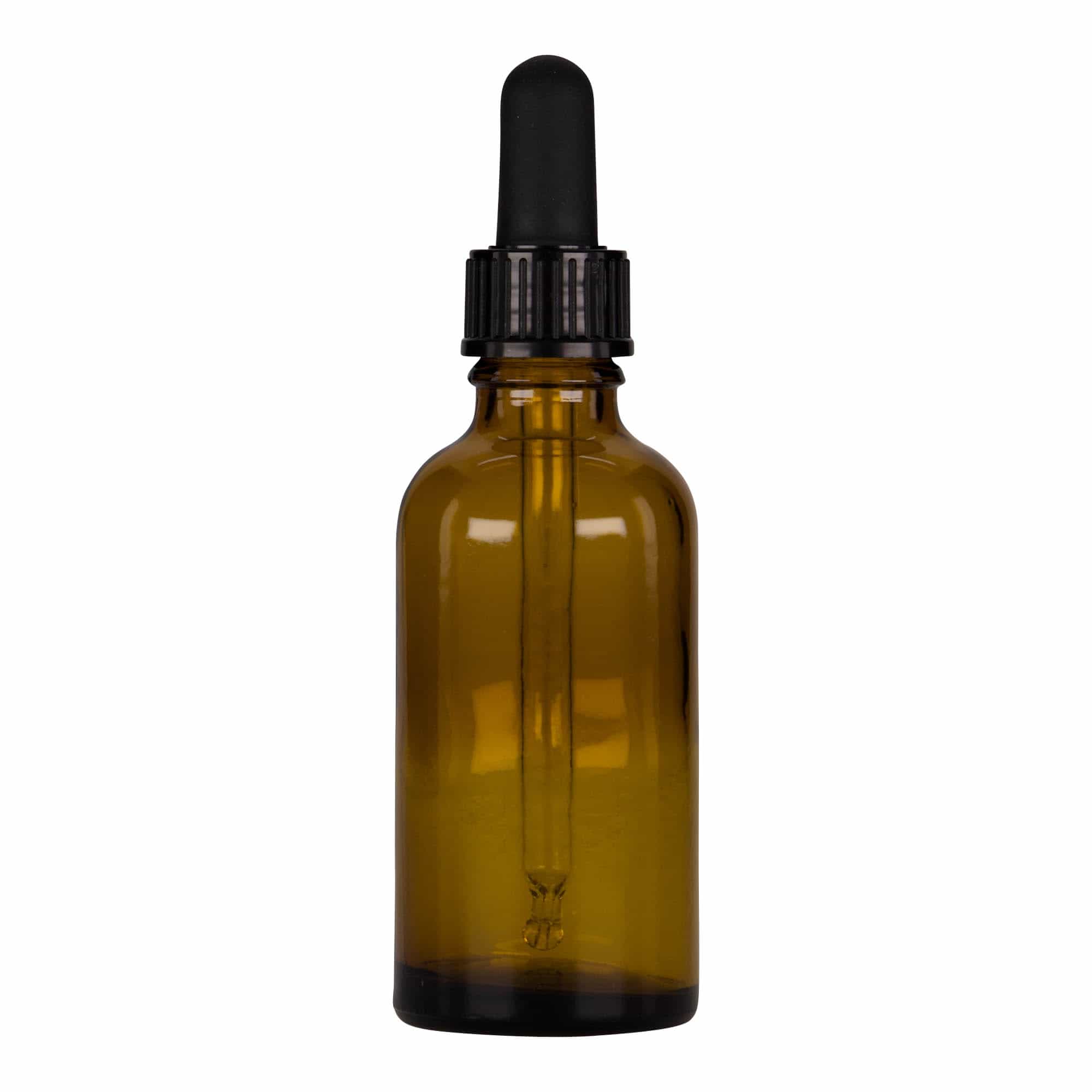 Frasco conta-gotas de 50 ml para medicamentos, vidro, castanho-preto, bocal: DIN 18