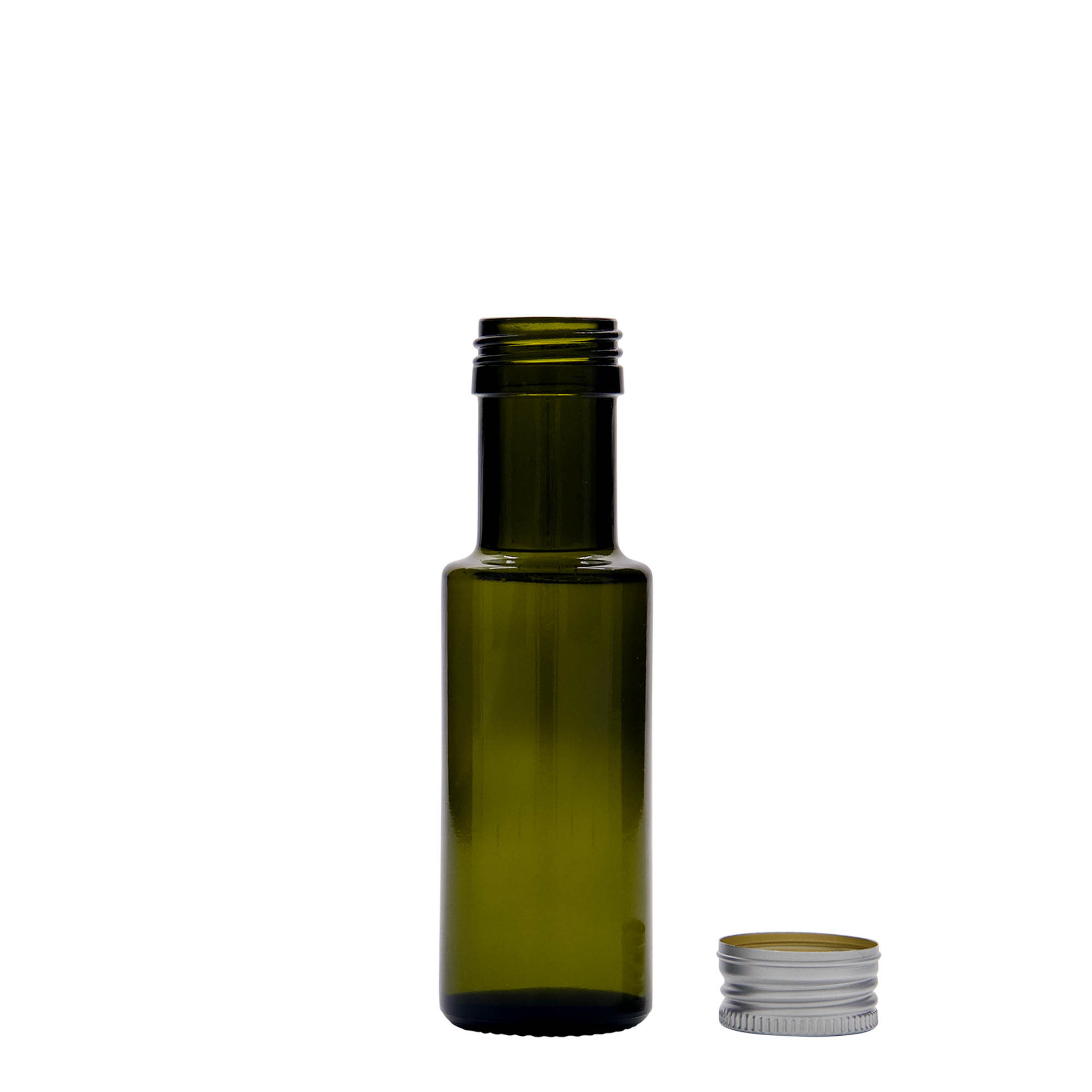 Frasco de vidro de 100 ml 'Dorica', verde antigo, boca: PP 31,5 Frasco de vidro de 100 ml 'Dorica', verde antigo, boca: PP 31,5