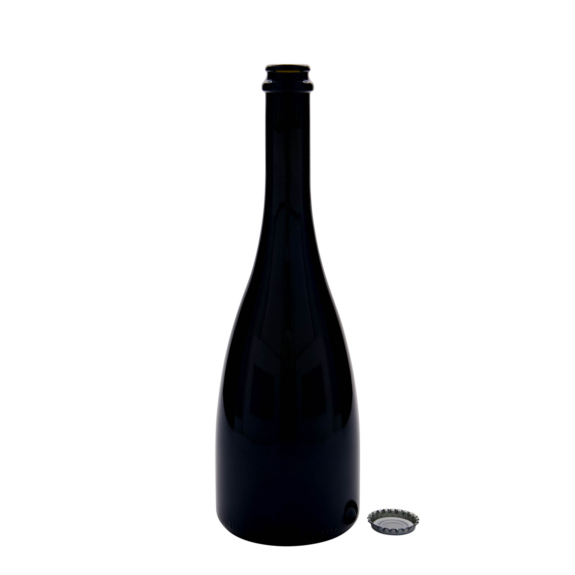 Garrafa de cerveja/espumante 'Tosca' 750 ml, vidro, verde antigo, boca: tampa de coroa Garrafa de cerveja/espumante 'Tosca' 750 ml, vidro, verde antigo, boca: tampa de coroa